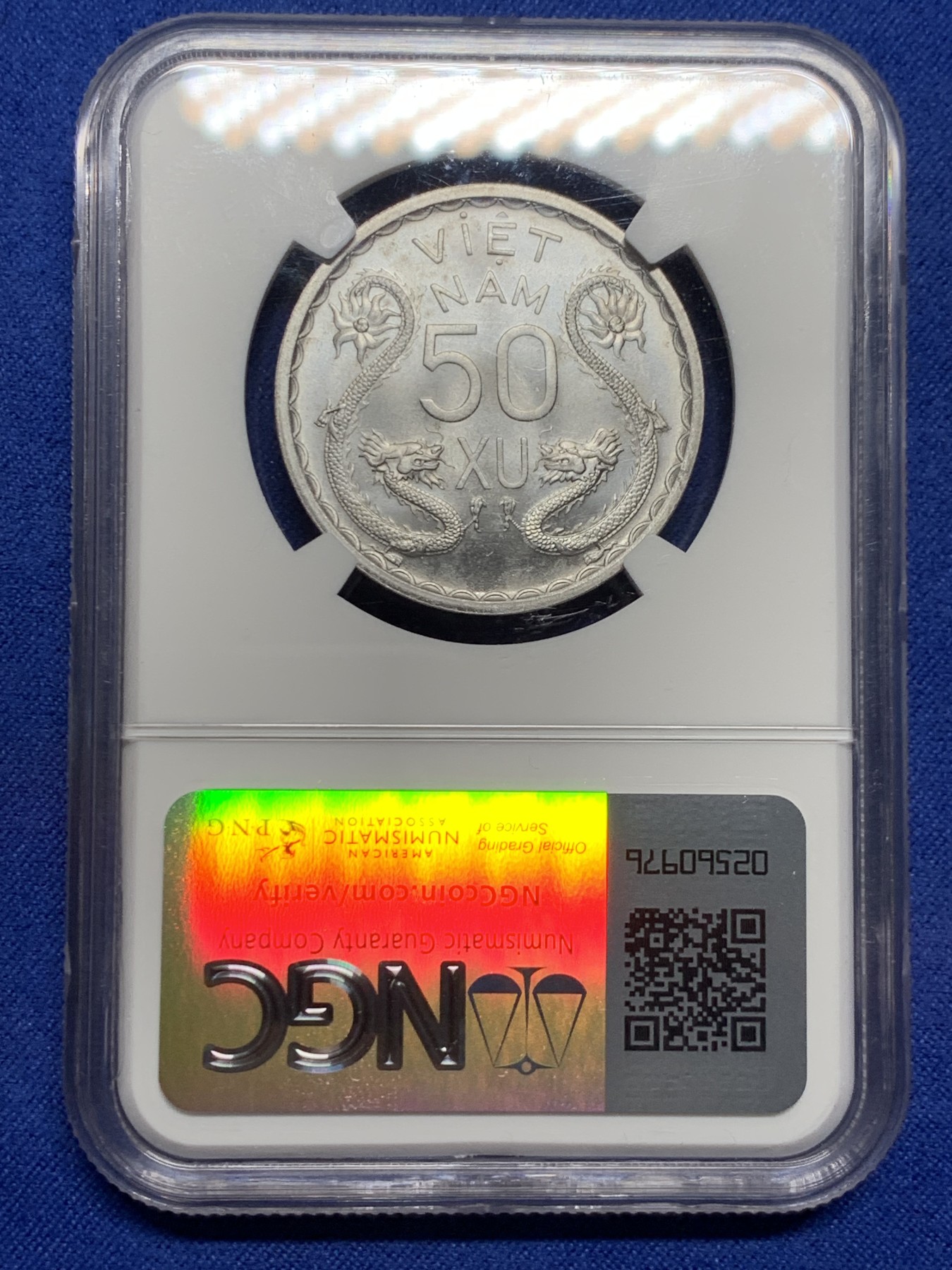 《竞宝斋》第232场-周日，周一 2场 (全场包邮) NGC-MS65 越南1953年三姐妹 50XU 顶级高分 转光双龙