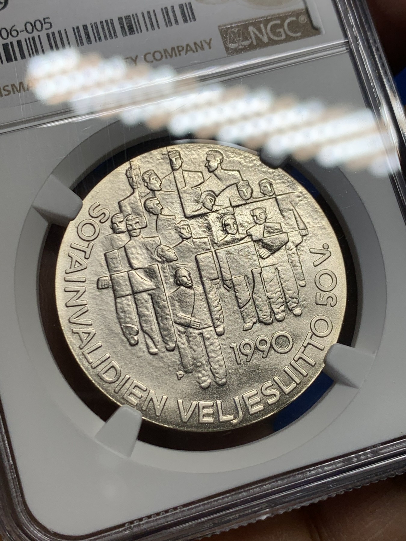 《竞宝斋》第232场-周日，周一 2场 (全场包邮) NGC MS69 芬兰1990年100马克 获奖币 高分少见