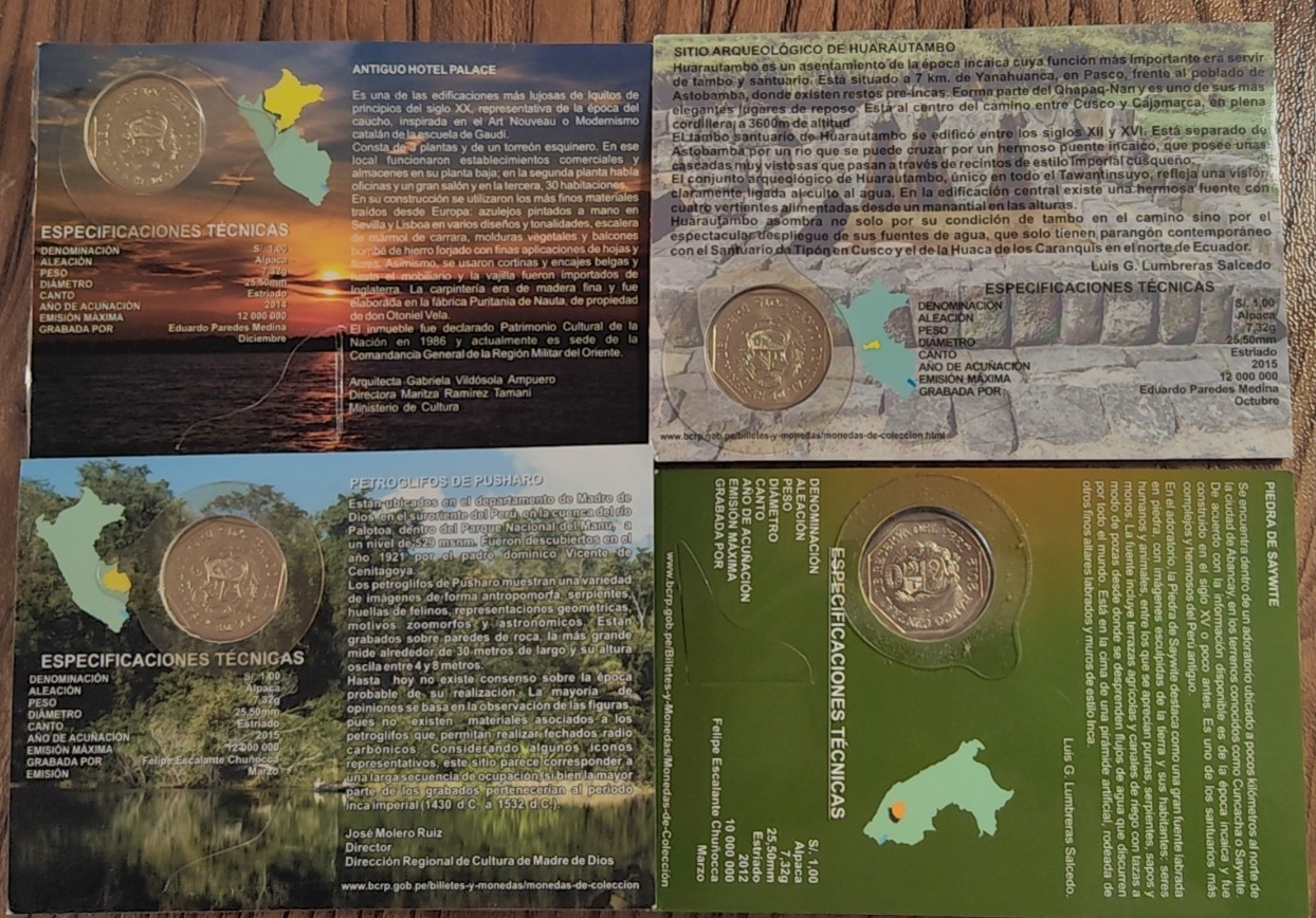 【币观天下】第2期钱币低佣金秒杀专场全场三件以上包邮 秘鲁官方卡装纪念币四种不同