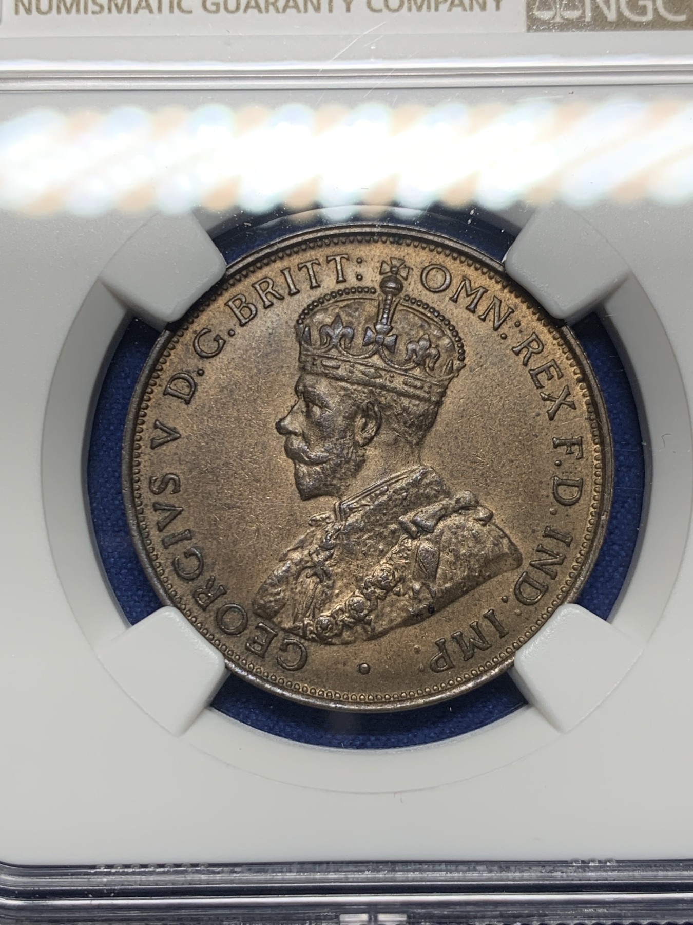 《竞宝斋》第232场-周日，周一 2场 (全场包邮) NGC MS63BN 英属泽西岛1923年乔治五世1/12先令铜币