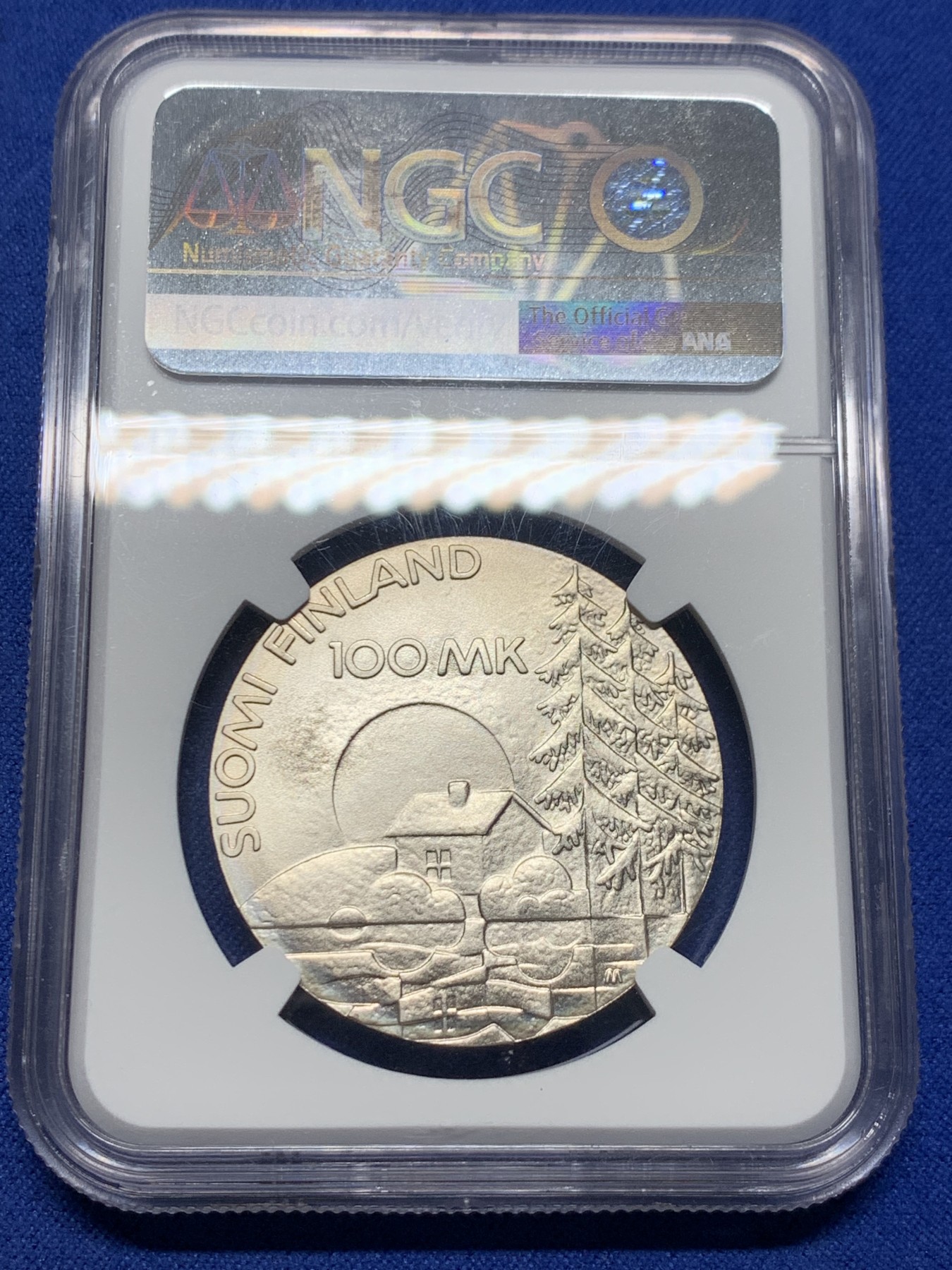 《竞宝斋》第232场-周日，周一 2场 (全场包邮) NGC MS69 芬兰1990年100马克 获奖币 高分少见