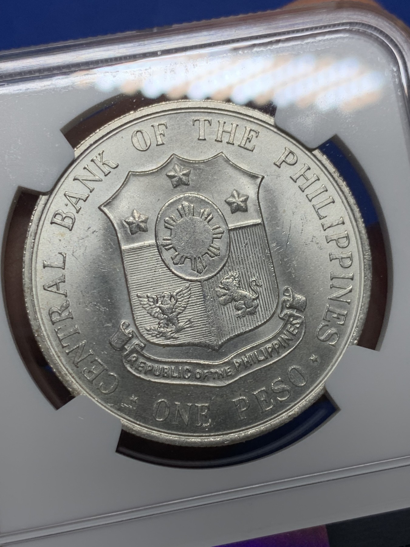 《竞宝斋》第232场-周日，周一 2场 (全场包邮) NGC MS64 菲律宾1963年独立领导人波尼斯奥纪念大银币