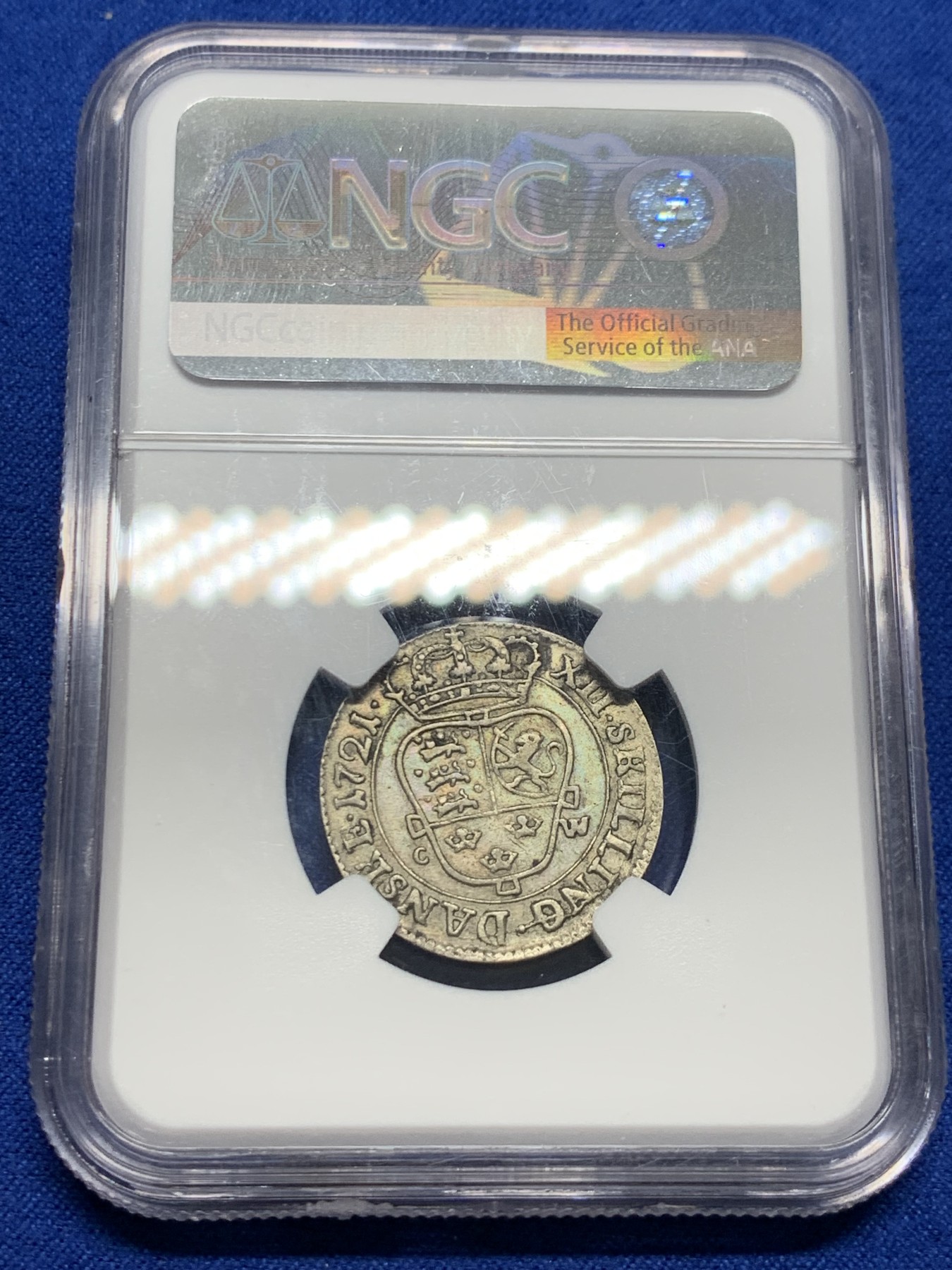 《竞宝斋》第232场-周日，周一 2场 (全场包邮) NGC AU50 丹麦1721年12S银币
