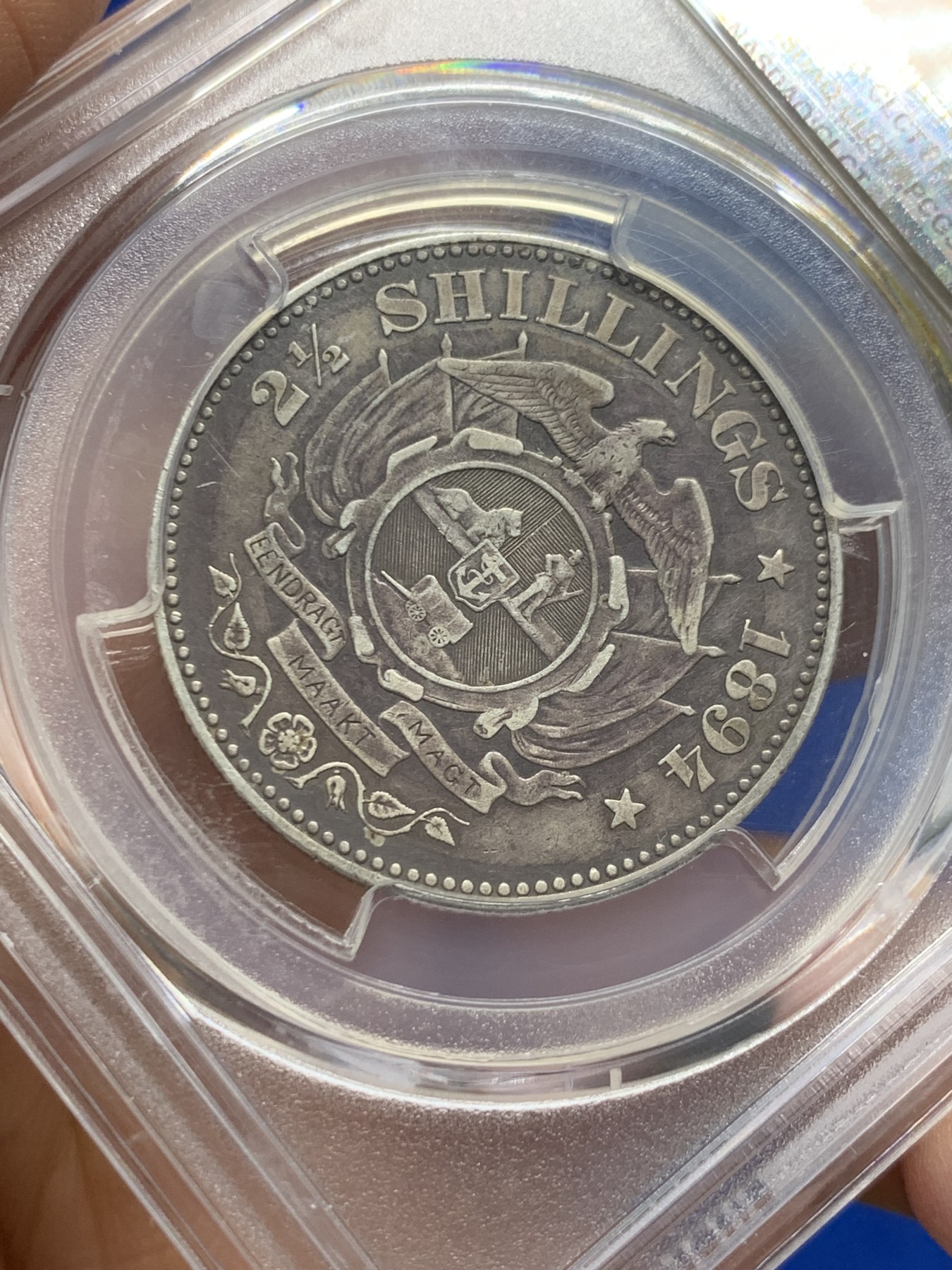 《竞宝斋》第232场-周日，周一 2场 (全场包邮) PCGS XF45 南非1894年2.5先令银币，原味老包浆，少见品种