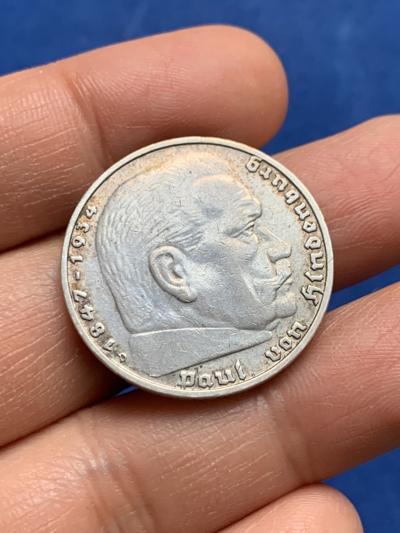 《竞宝斋》第232场-周日，周一 2场 (全场包邮) 德国1936年兴登堡鹰版5马克银币