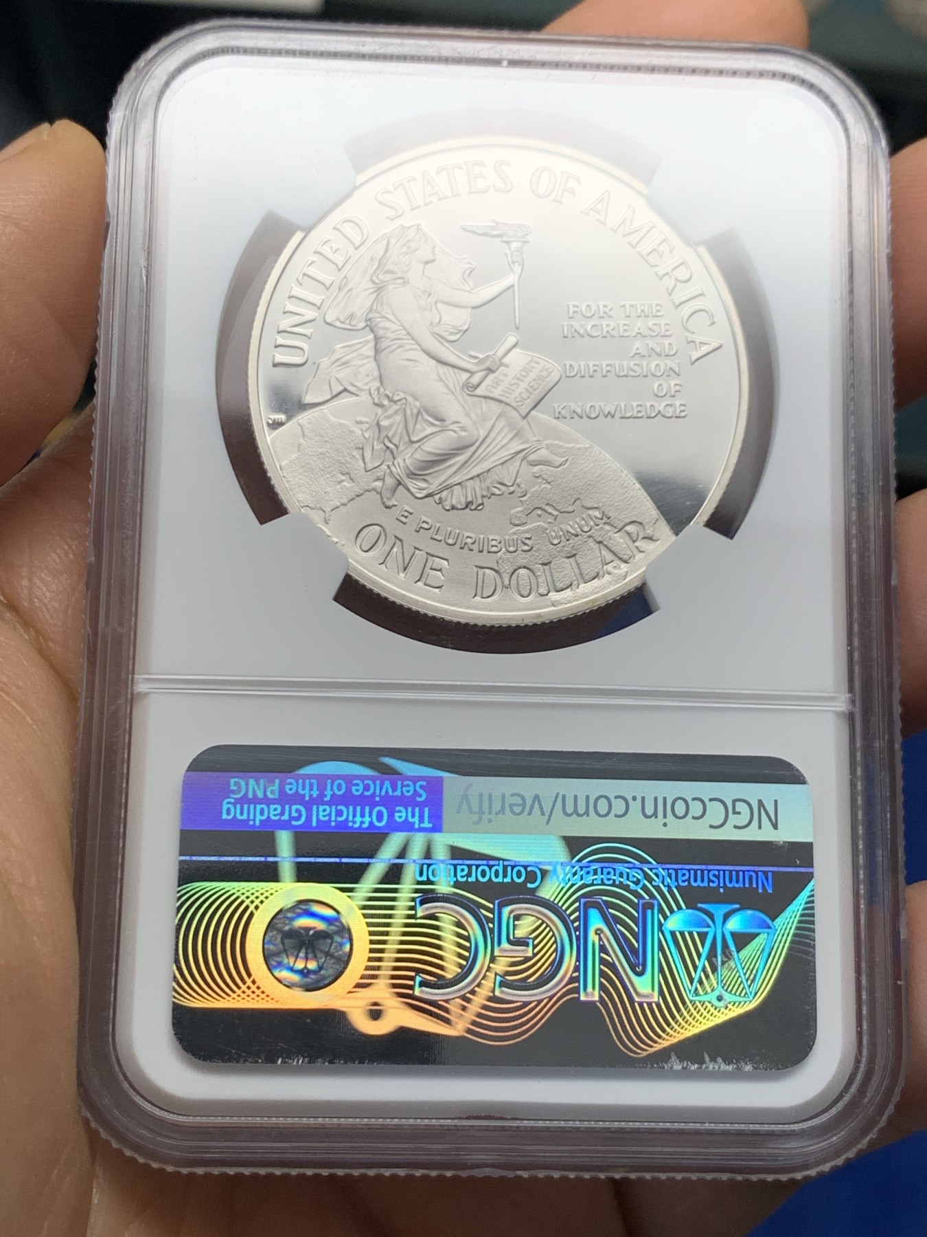 《竞宝斋》第232场-周日，周一 2场 (全场包邮) NGC PF69UC 美国1996年史密斯研究会成立150周年纪念精制银币 很漂亮的美国现代银币之一