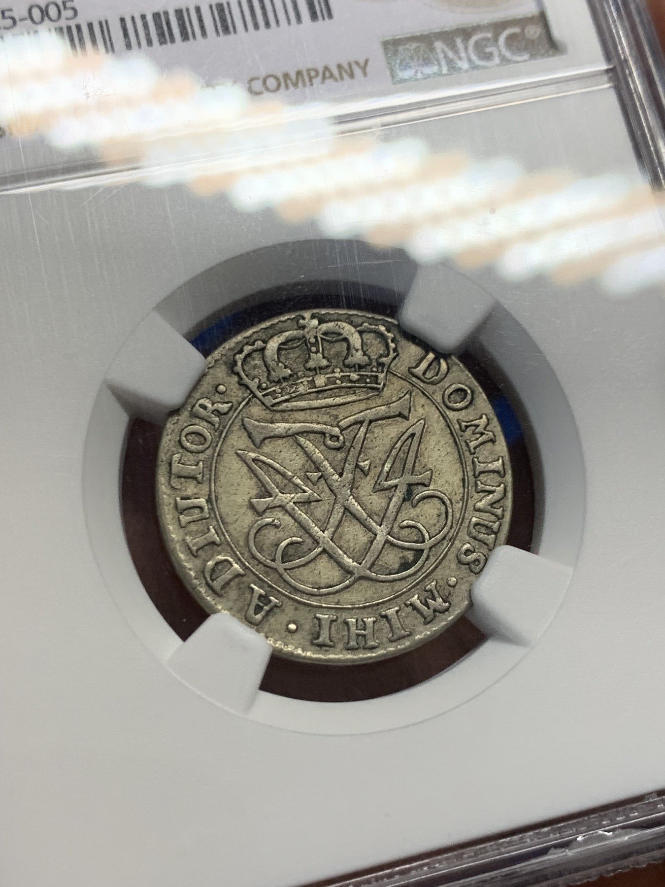 《竞宝斋》第232场-周日，周一 2场 (全场包邮) NGC AU50 丹麦1721年12S银币