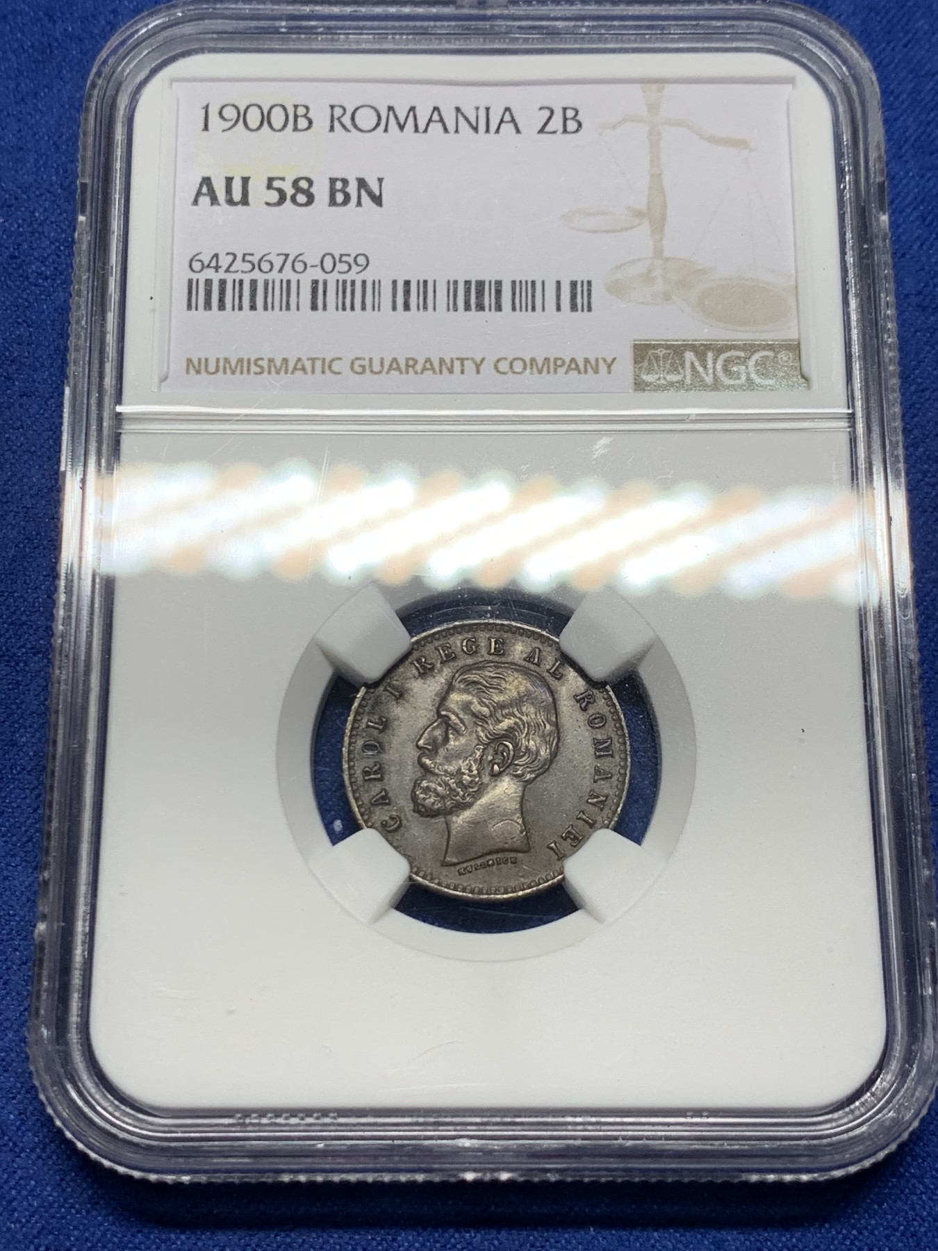 《竞宝斋》第232场-周日，周一 2场 (全场包邮) NGC AU58BN 1900B罗马尼亚2巴尼铜币