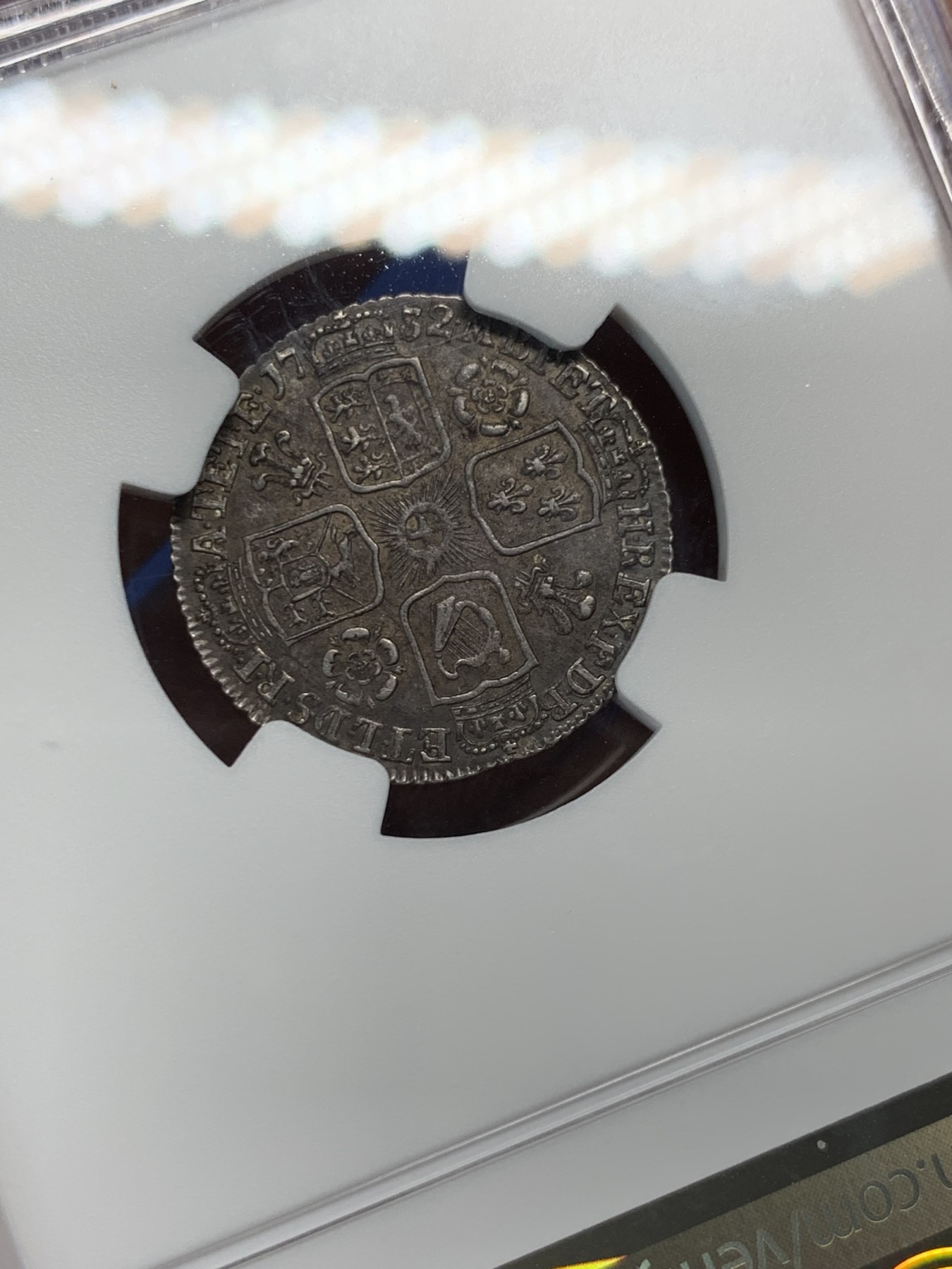 《竞宝斋》第232场-周日，周一 2场 (全场包邮) NGC MS62 英国1732乔治二世6便士银币 原味深包浆