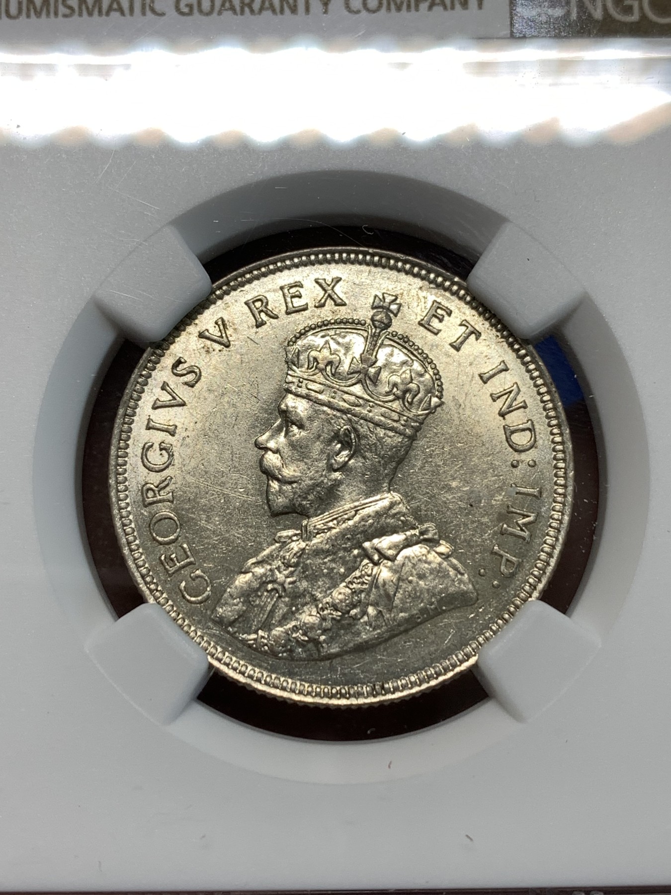 《竞宝斋》第232场-周日，周一 2场 (全场包邮) NGC MS61 英属东非 1924年 乔治五世1先令银币 转光好品 少见品种