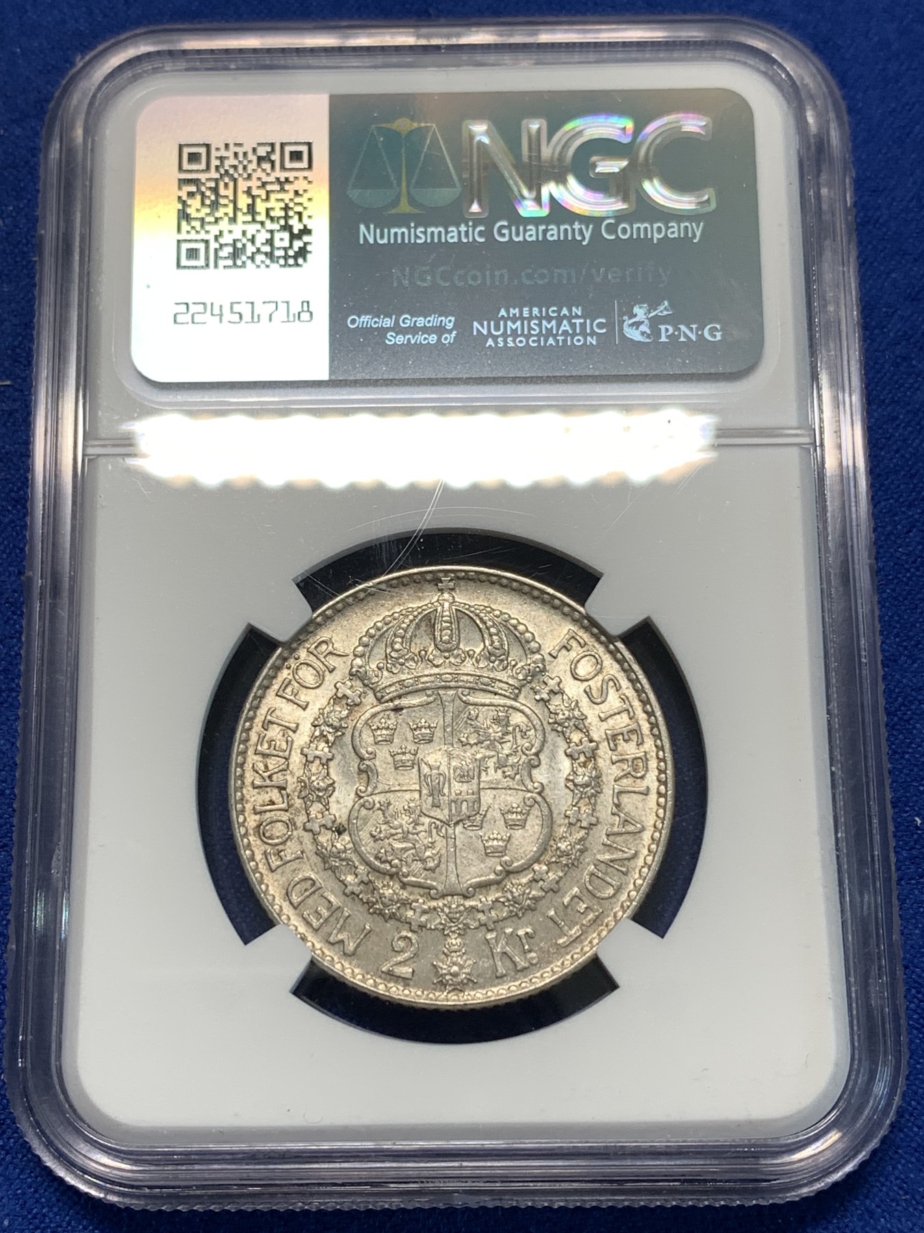 《竞宝斋》第232场-周日，周一 2场 (全场包邮) NGC AU58 瑞典1940年 古斯塔夫五世 2克郎 银币