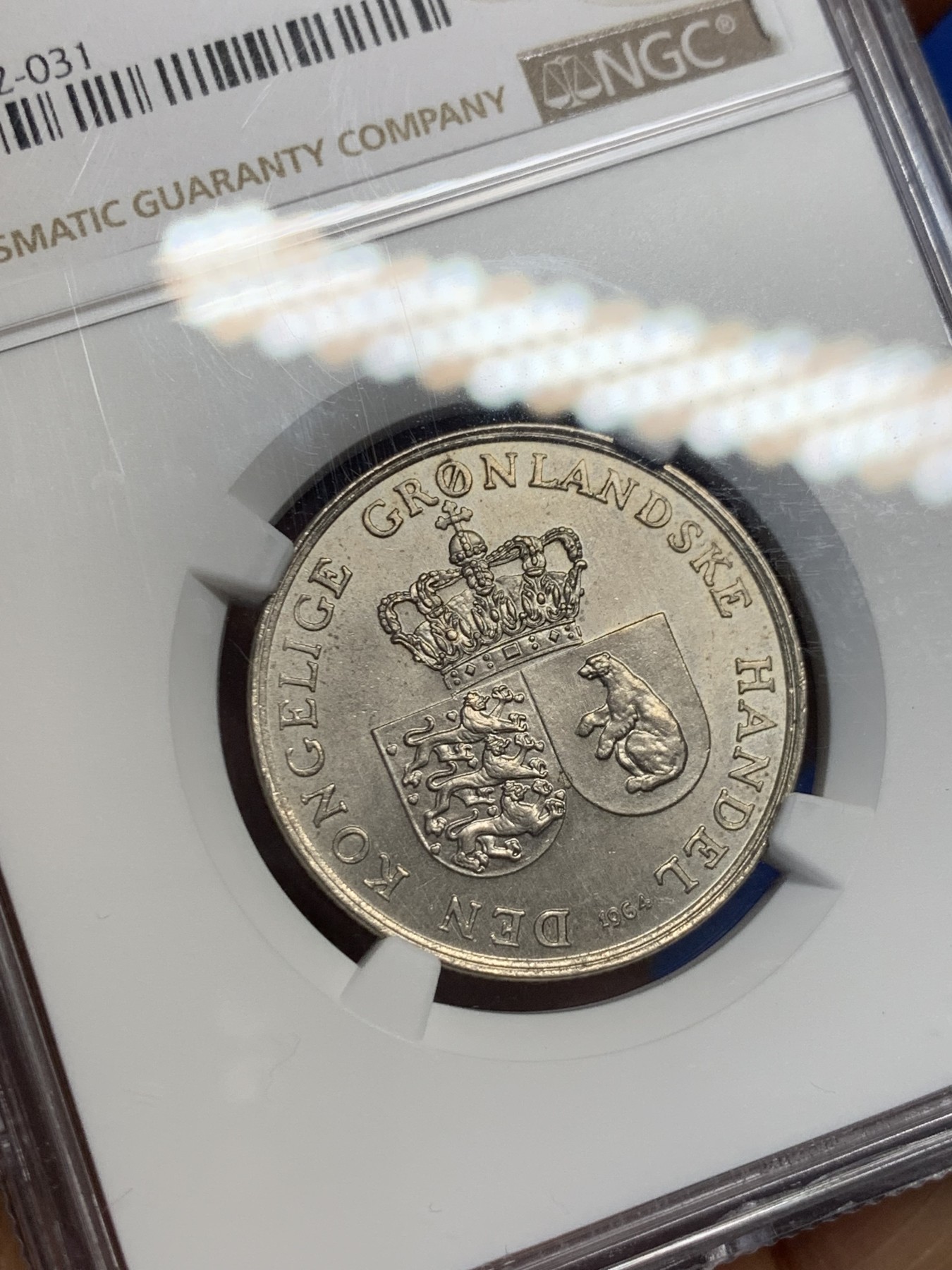 《竞宝斋》第232场-周日，周一 2场 (全场包邮) NGC-MS64 格陵兰1964年1克朗镍币