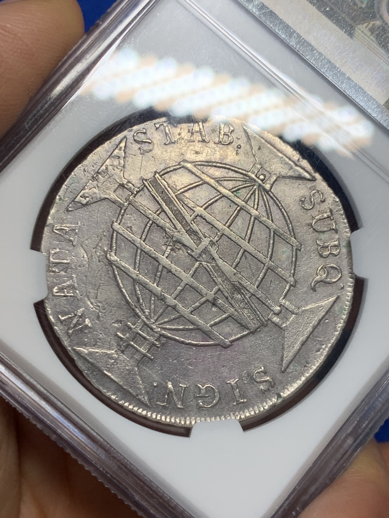 《竞宝斋》第232场-周日，周一 2场 (全场包邮) NGC-XFD 1817年巴西960R银币，双面深打，细节好