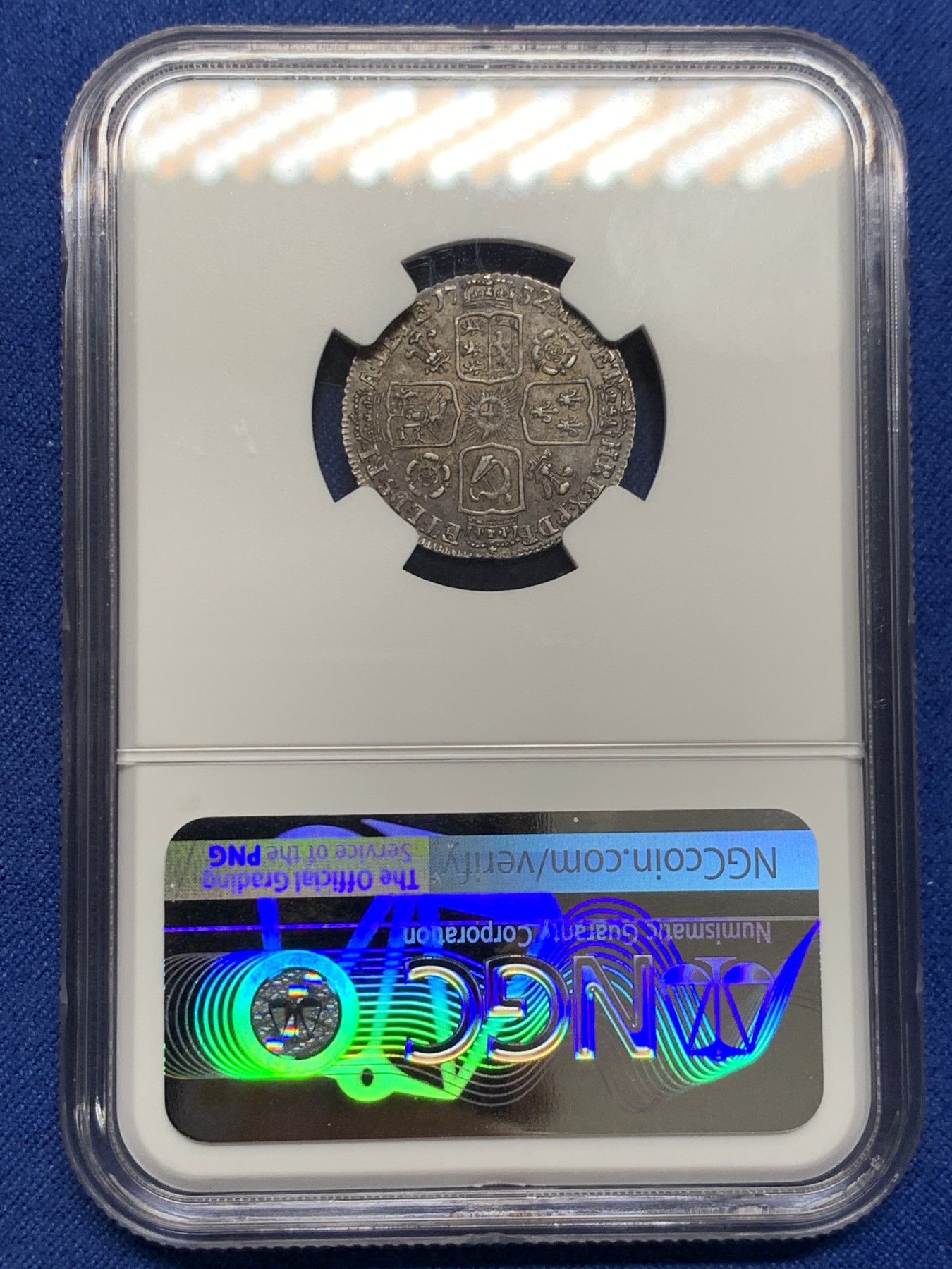 《竞宝斋》第232场-周日，周一 2场 (全场包邮) NGC MS62 英国1732乔治二世6便士银币 原味深包浆