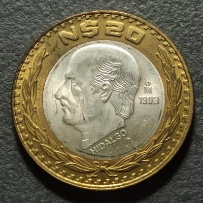 0起1加-纯粹捡漏拍-278散币银币场 - 墨西哥1993年20比索伊达尔戈银芯双色纪念银币