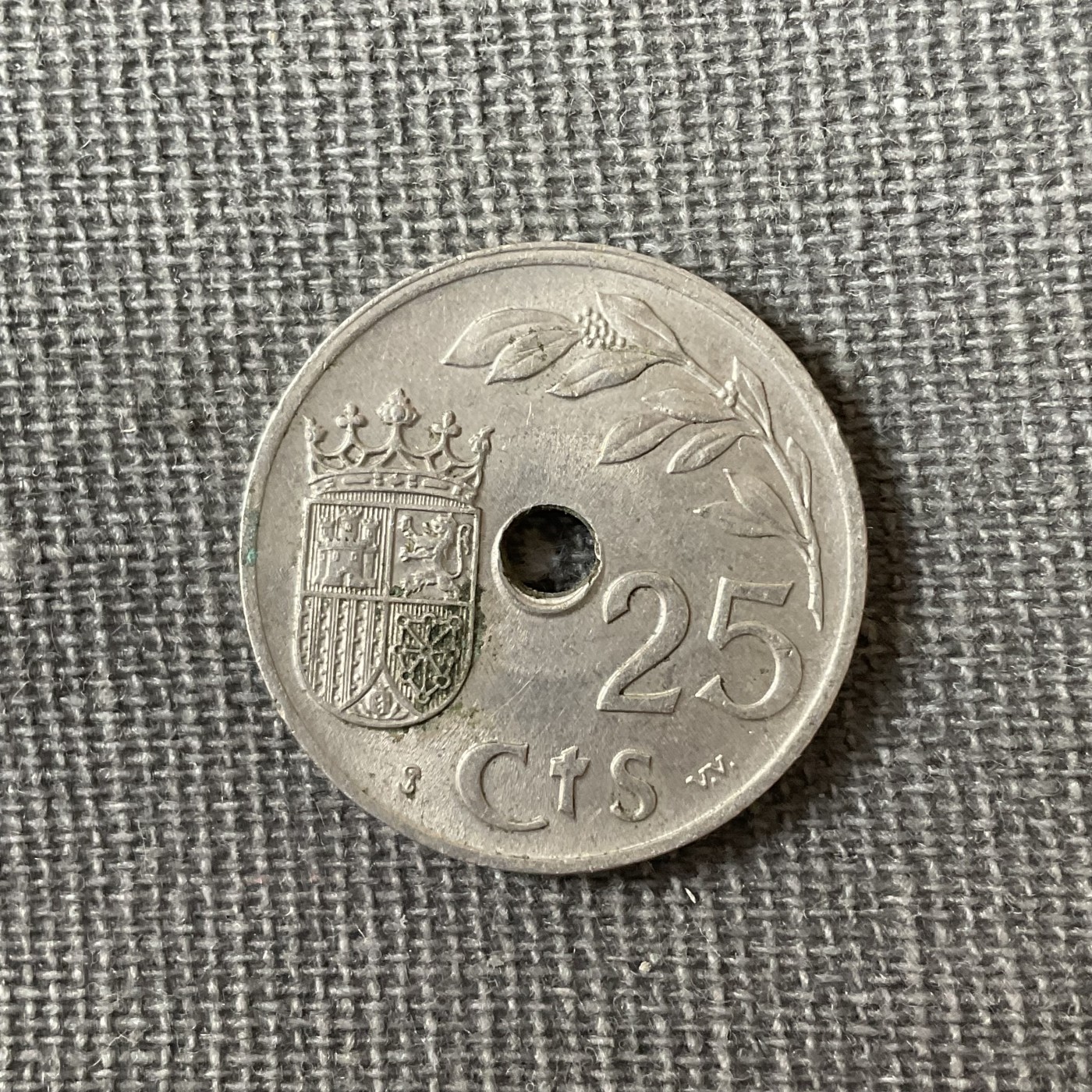 外国硬币二场2024-1-7 西班牙1937年中孔25分