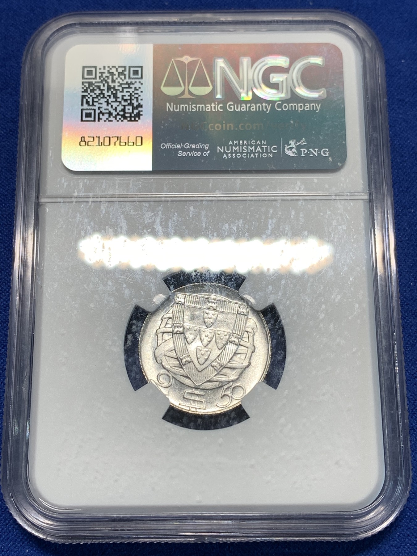 《竞宝斋》第232场-周日，周一 2场 (全场包邮) NGC-MS64 1951年葡萄牙2.5E帆船银币，64分高分