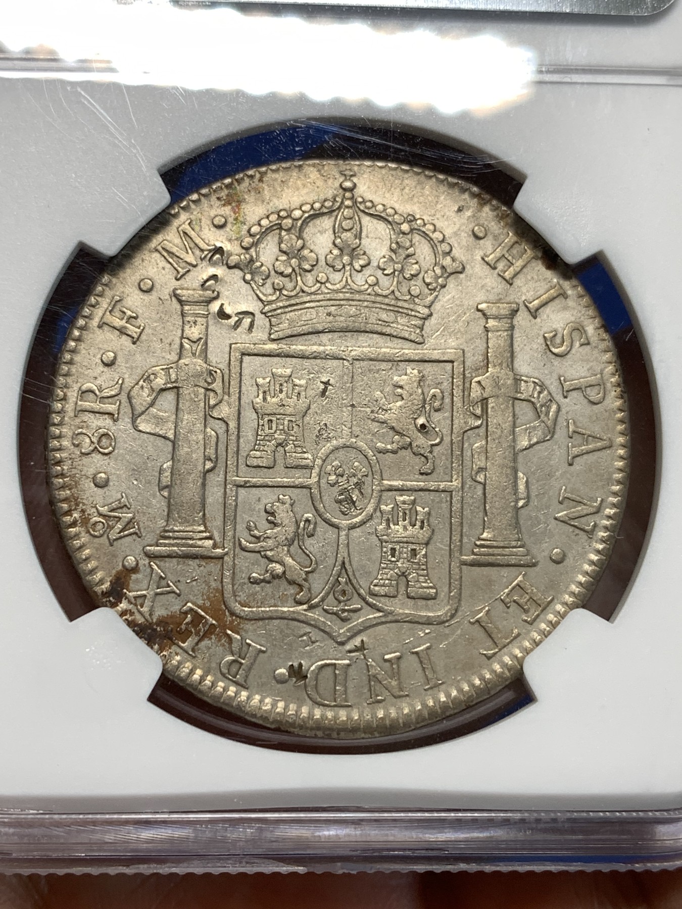 《竞宝斋》第232场-周日，周一 2场 (全场包邮) NGC XFD 西属墨西哥1776年 MO FM 卡洛斯三世双柱8R大银币