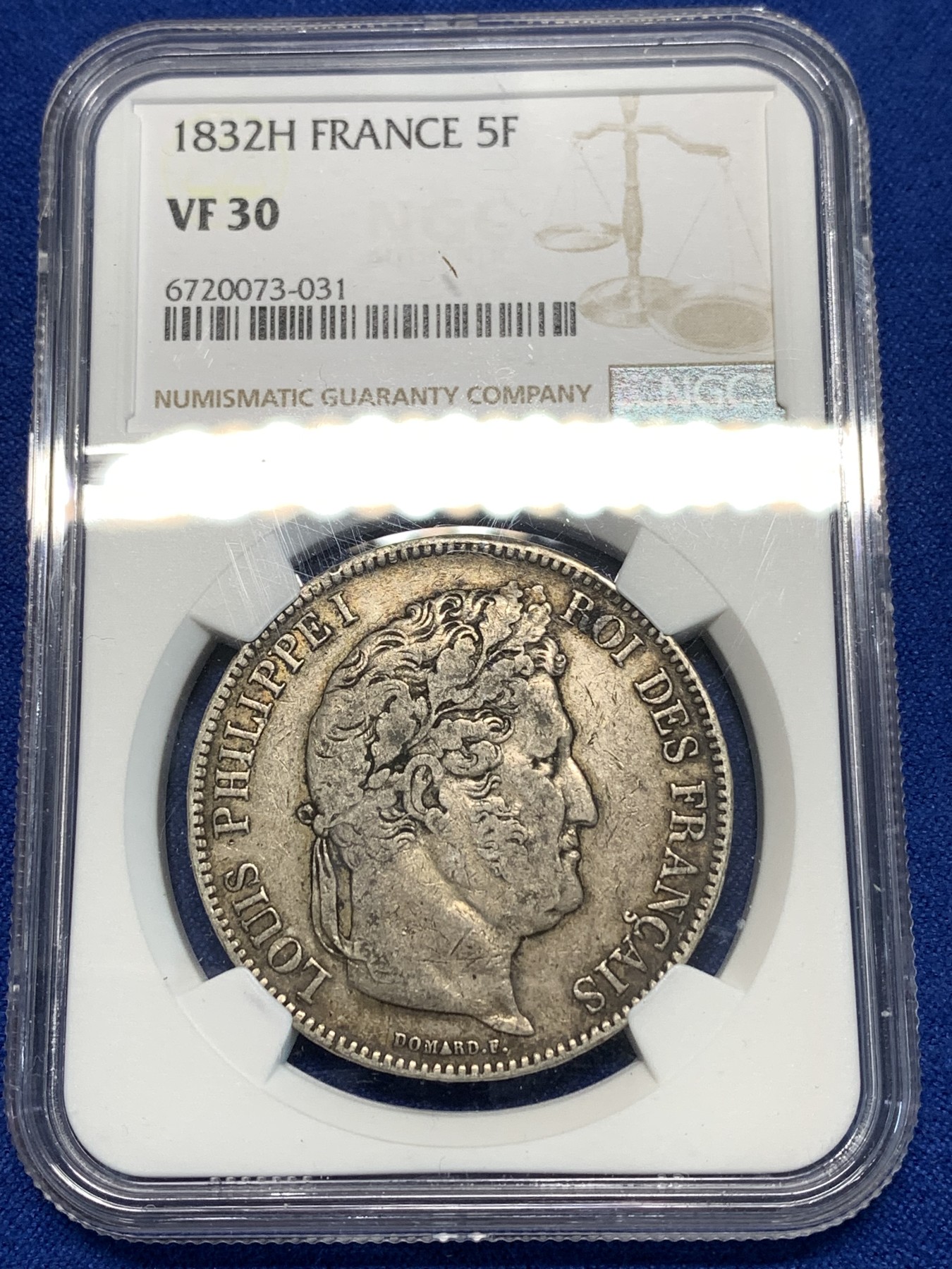《竞宝斋》第232场-周日，周一 2场 (全场包邮) NGC VF30 法国1832年菲利普一世5法郎银币