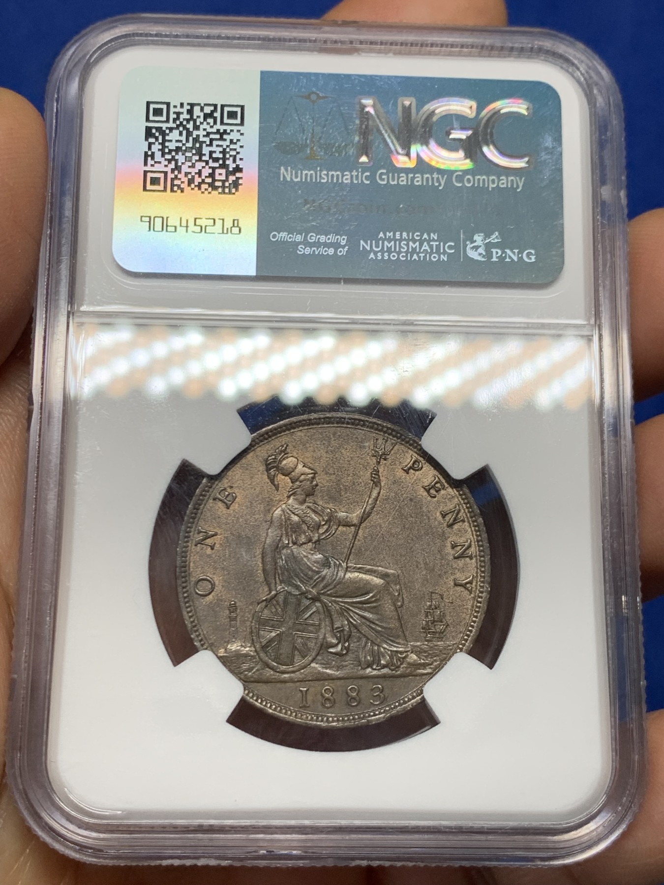 《竞宝斋》第232场-周日，周一 2场 (全场包邮) NGC MS62BN 英国1883年维多利亚1便士