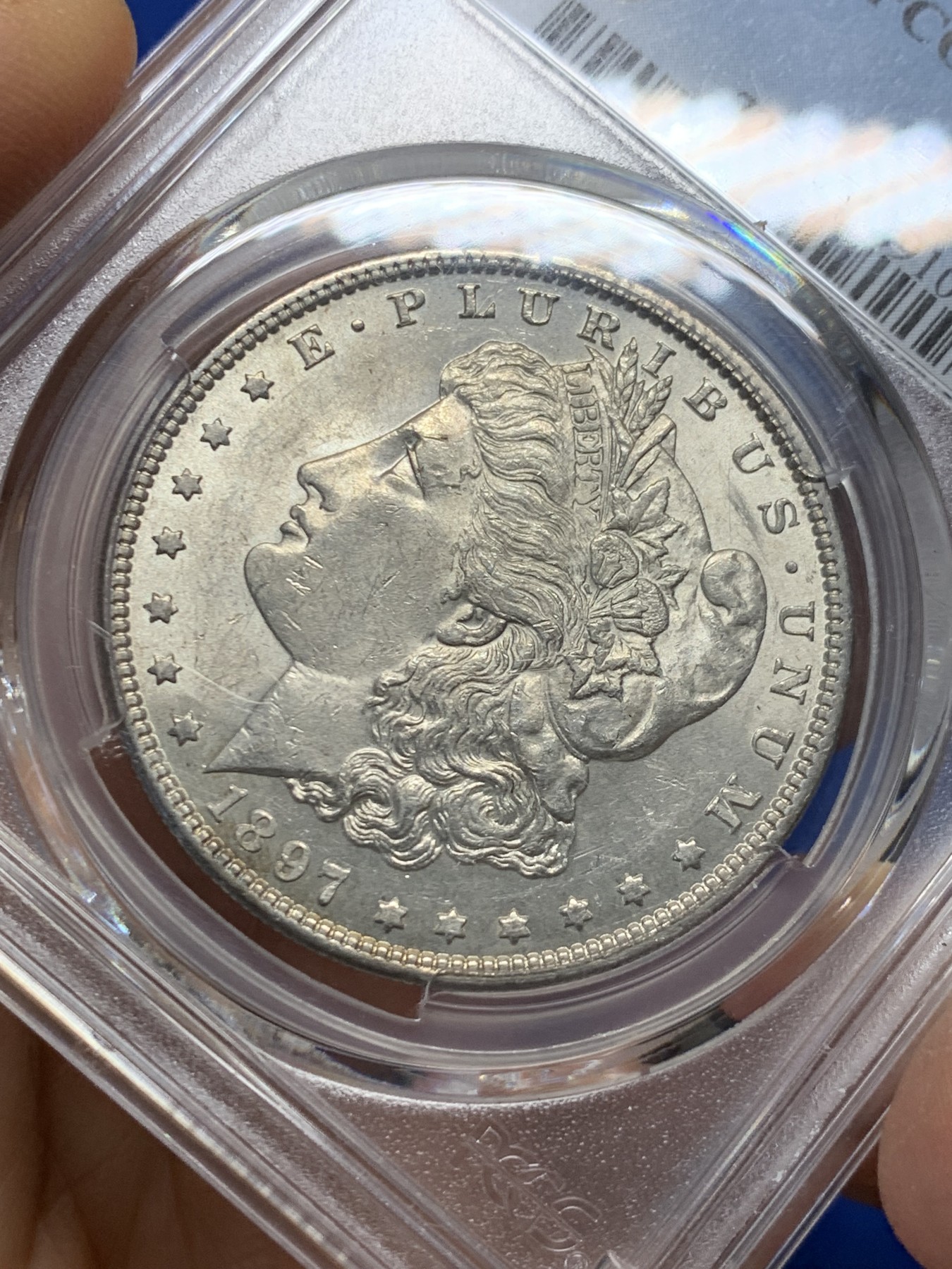 《竞宝斋》第232场-周日，周一 2场 (全场包邮) PCGS AU58 美国1897年摩根1美元大银币