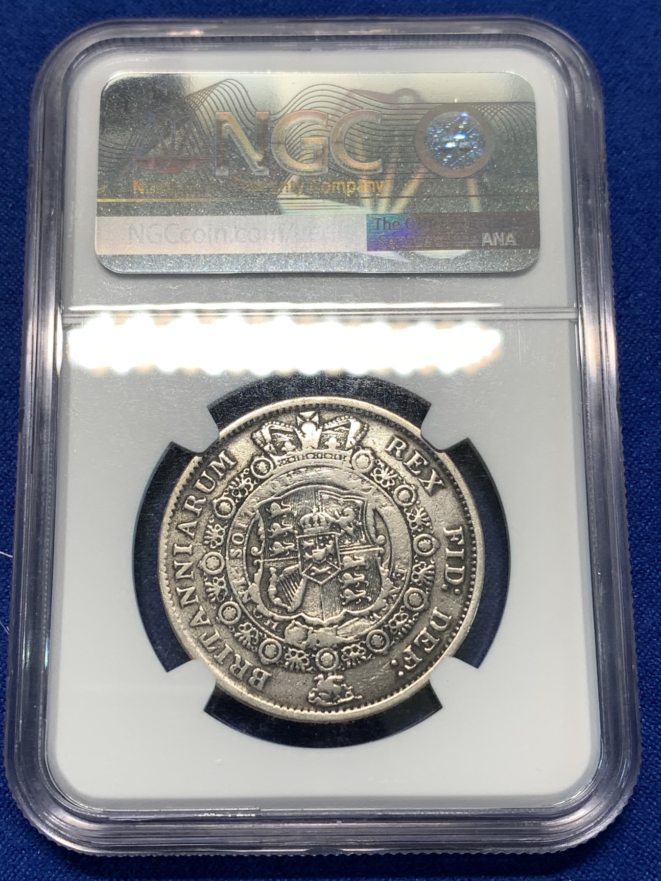 《竞宝斋》第232场-周日，周一 2场 (全场包邮) NGC-VFD 英国1817年乔治三世牛头半克朗银币 自然流通 不错的品种