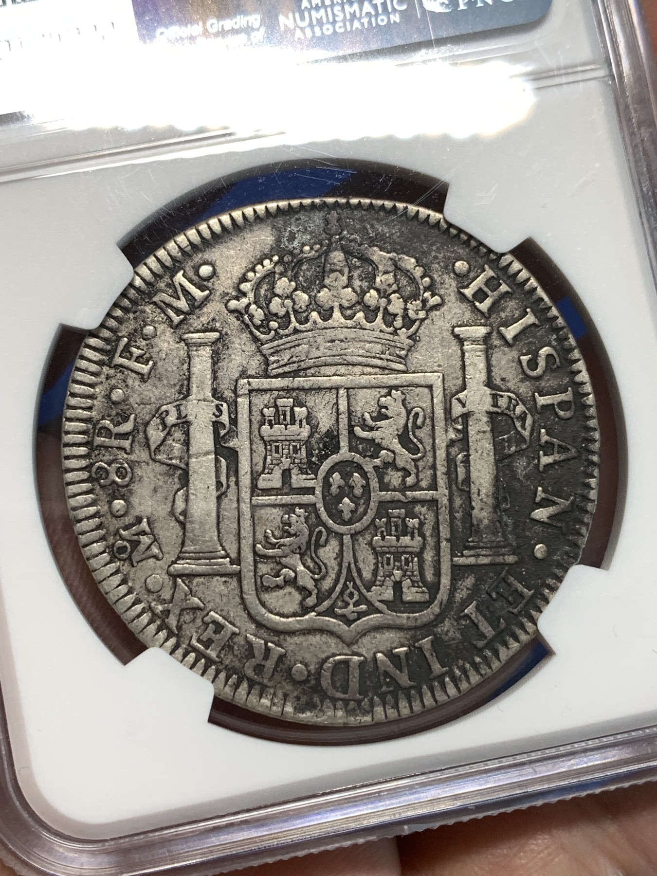 《竞宝斋》第232场-周日，周一 2场 (全场包邮) NGC XFD 墨西哥1793MO FM 卡洛斯四世8R双柱银币