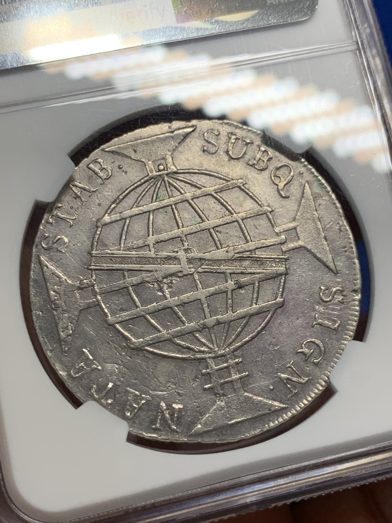 《竞宝斋》第232场-周日，周一 2场 (全场包邮) NGC-XFD 1817年巴西960R银币，双面深打，细节好