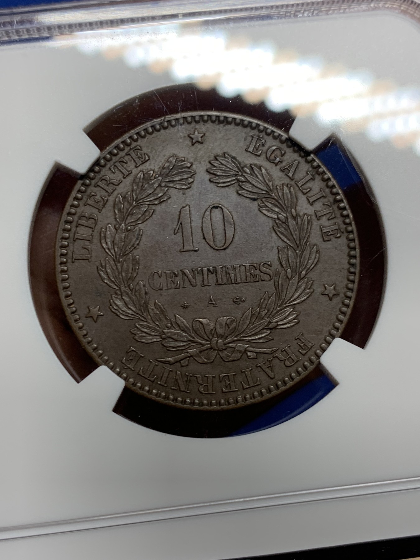 《竞宝斋》第232场-周日，周一 2场 (全场包邮) NGC MS62BN 1870A 法国10生丁铜币