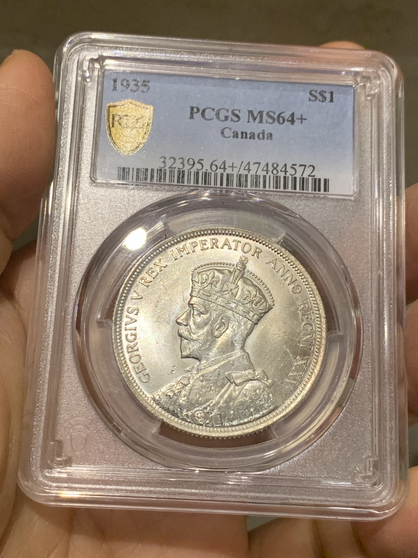 《竞宝斋》第232场-周日，周一 2场 (全场包邮) PCGS-MS64+ 加拿大 1935年1元银币 乔五划船 经典图案 银光闪闪 顶级高分 一步到位