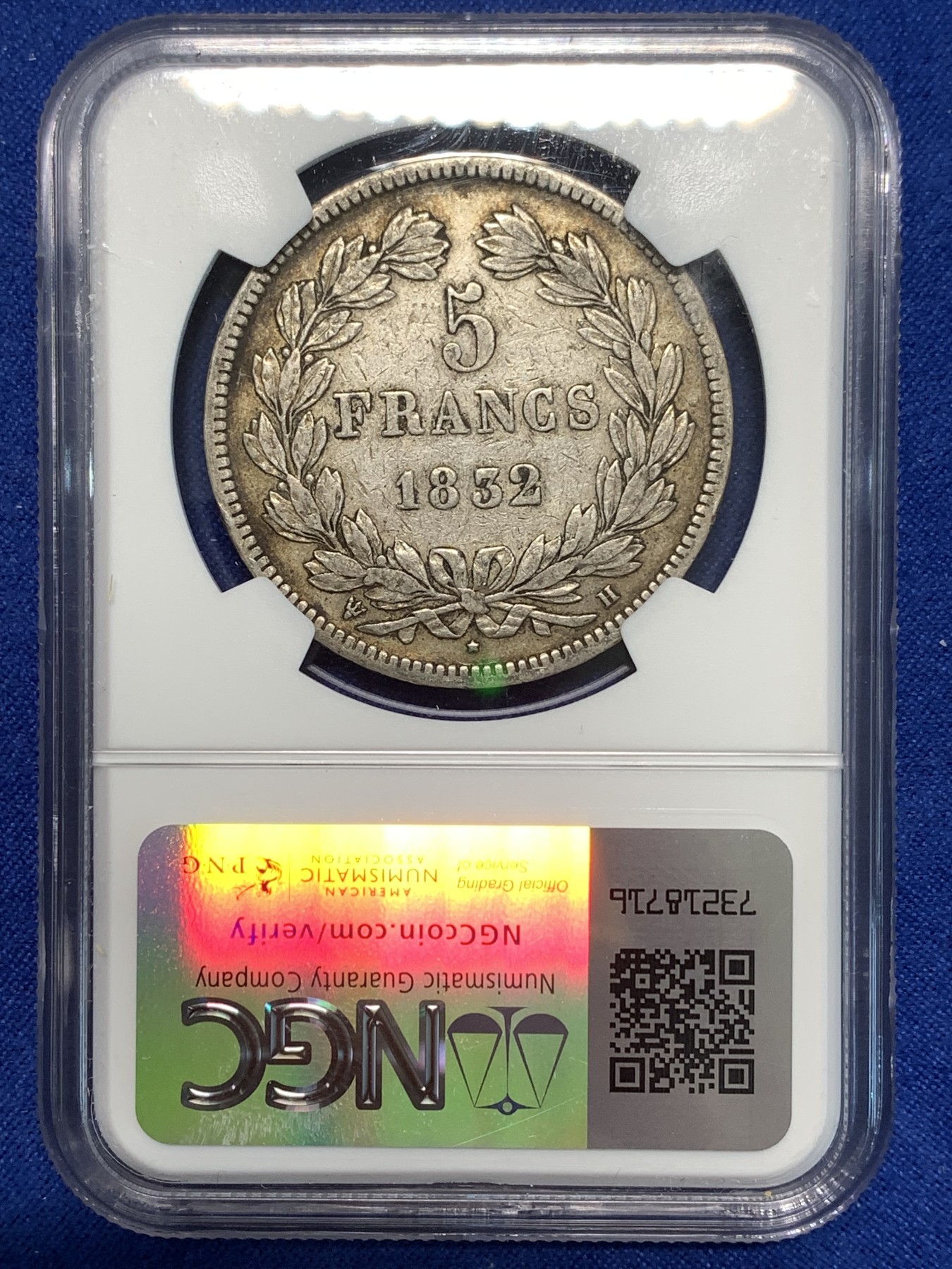 《竞宝斋》第232场-周日，周一 2场 (全场包邮) NGC VF30 法国1832年菲利普一世5法郎银币