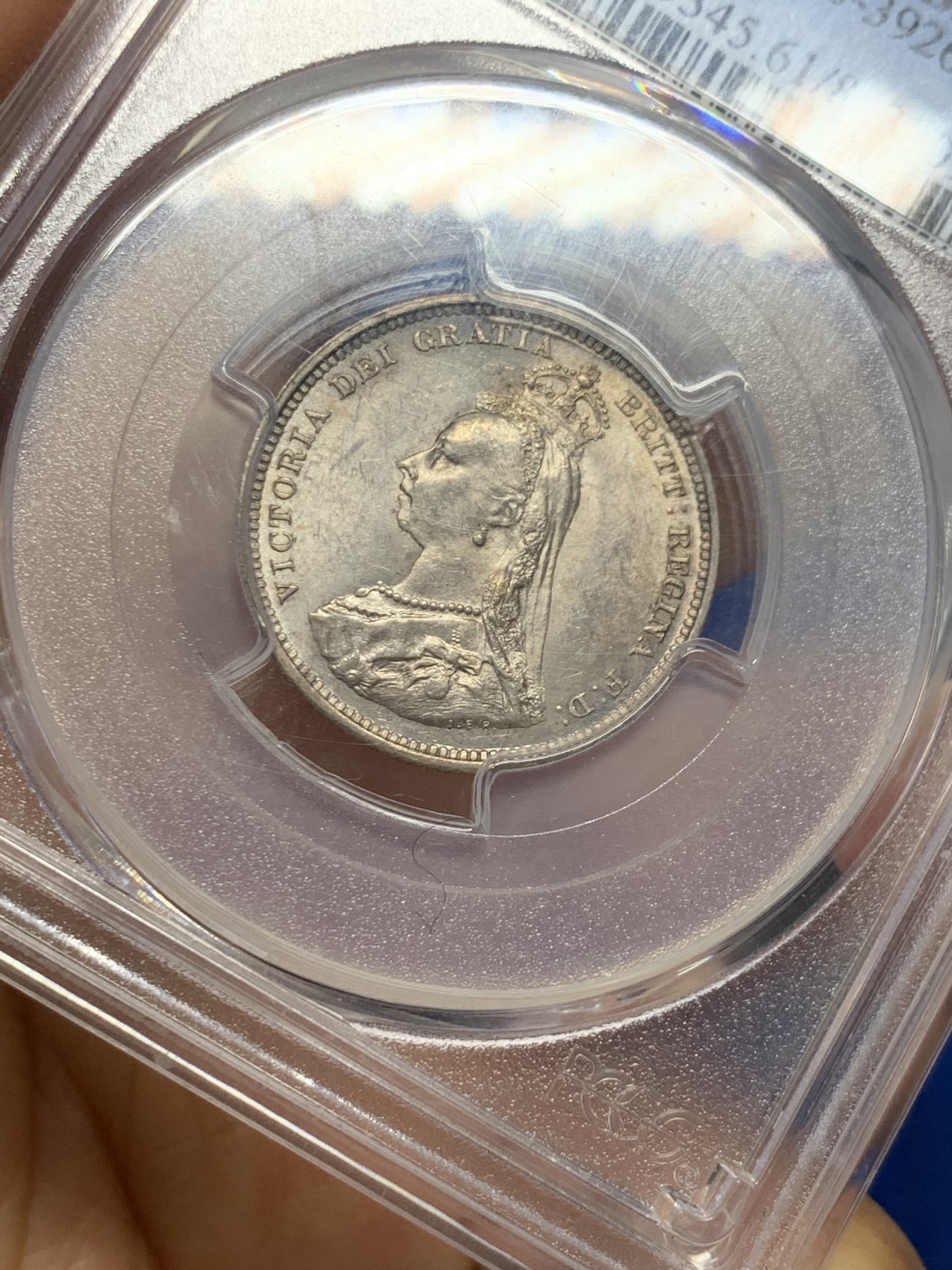 《竞宝斋》第232场-周日，周一 2场 (全场包邮) PCGS-MS61英国 1888/7年 骑字版 英国维多利亚1先令 稀少品 淡粉彩 1888少见 骑字版更为难得