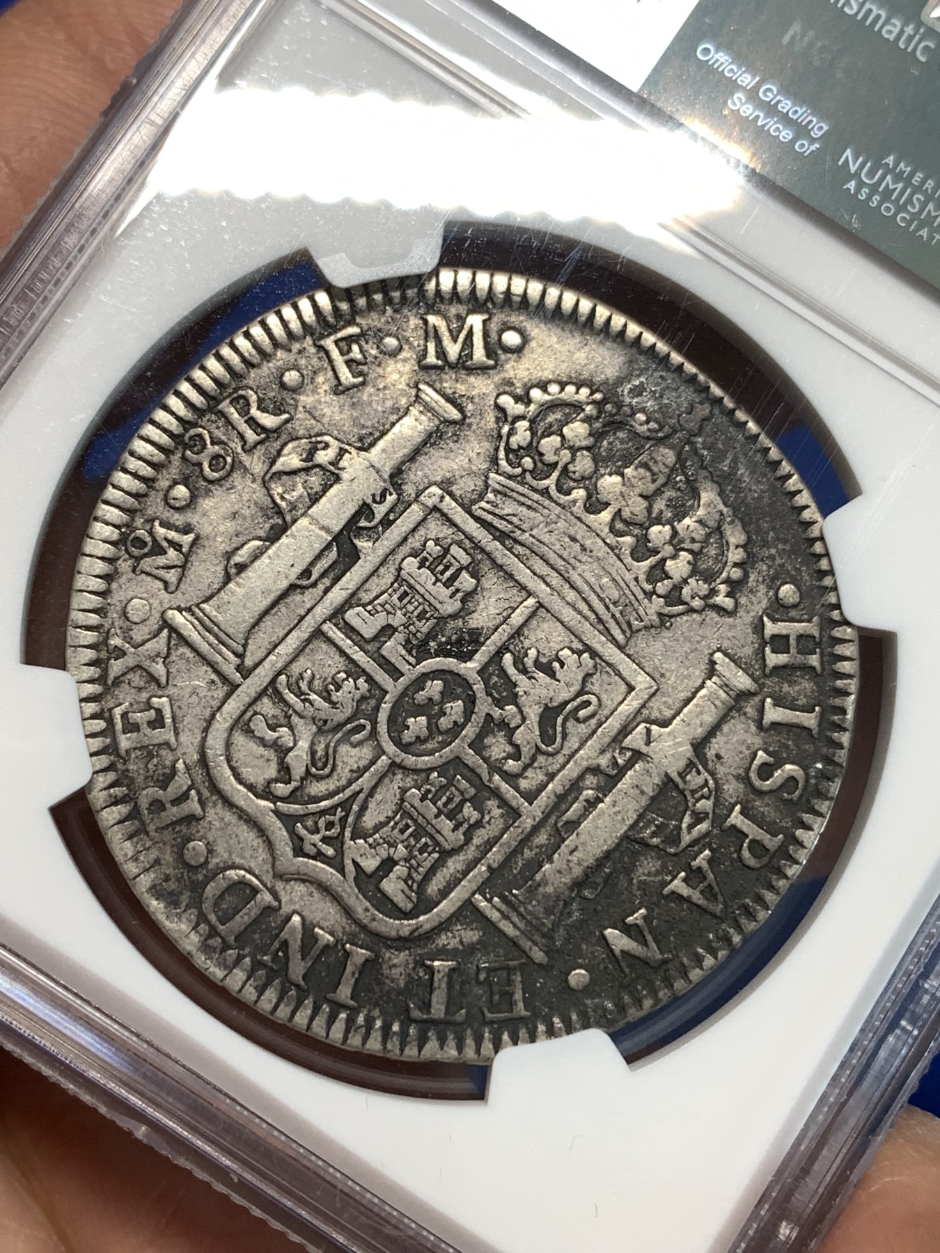 《竞宝斋》第232场-周日，周一 2场 (全场包邮) NGC XFD 墨西哥1793MO FM 卡洛斯四世8R双柱银币