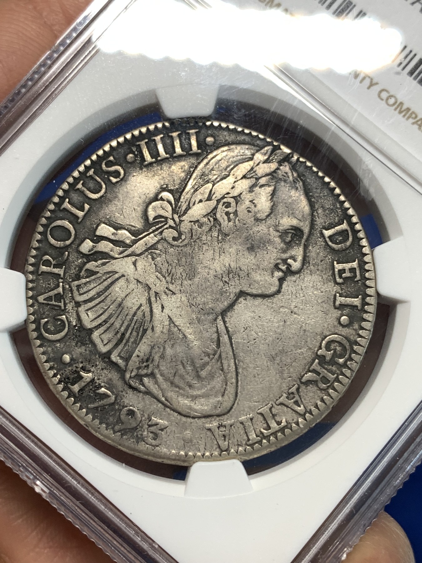 《竞宝斋》第232场-周日，周一 2场 (全场包邮) NGC XFD 墨西哥1793MO FM 卡洛斯四世8R双柱银币