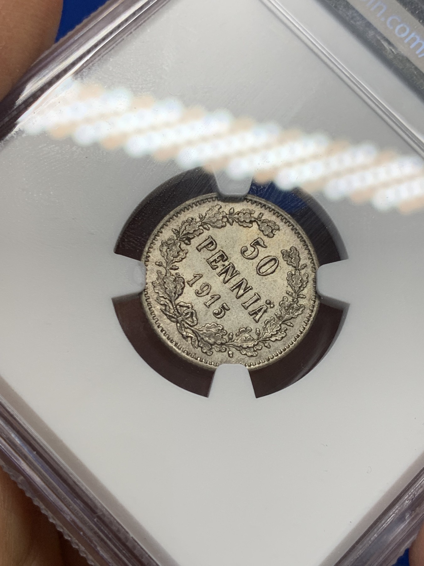 《竞宝斋》第232场-周日，周一 2场 (全场包邮) NGC MS64 俄占芬兰1915年50芬尼银币