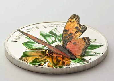 【币将精彩】世界钱币拍卖拍卖（2026-4-28） 喀麦隆2011年“会飞的花朵-蝴蝶”立体彩色银币（参考价350欧元）