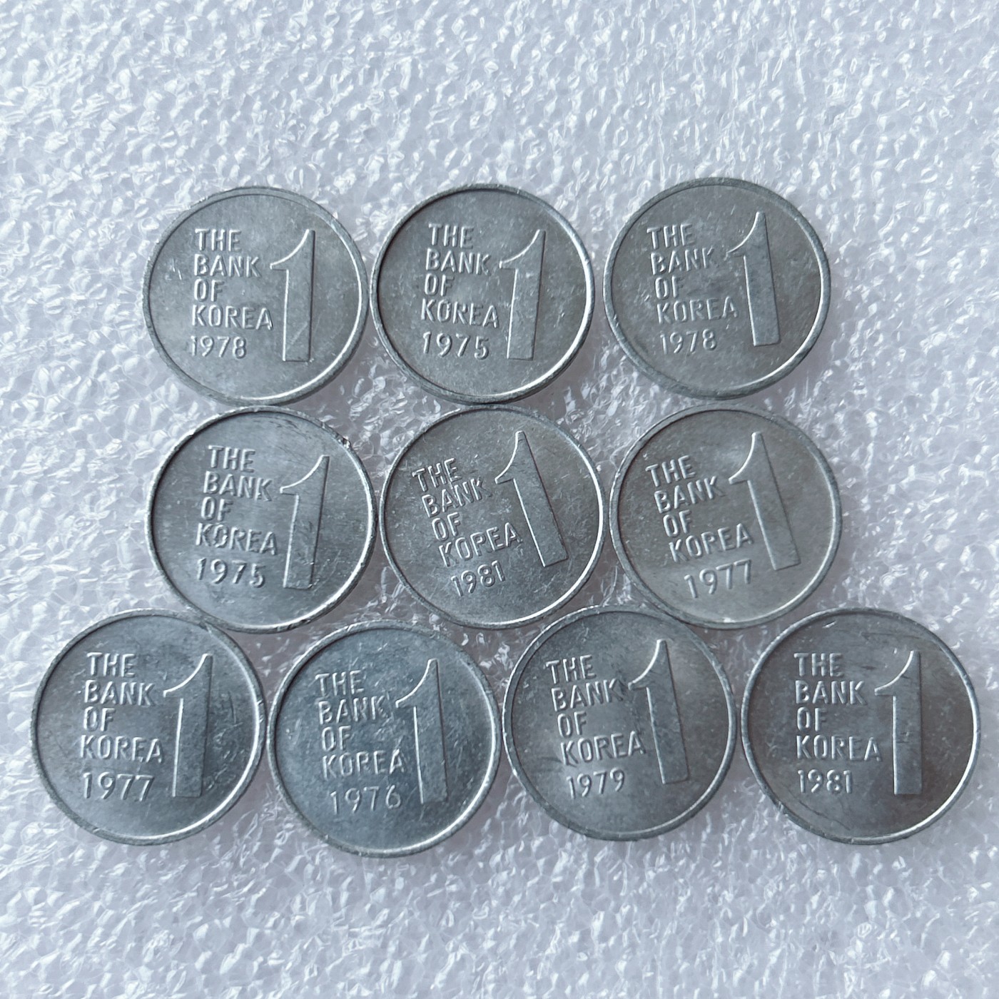 全场一元起拍 世界散币、银币专场 第53期 韩国1975-81年1元木槿花铝币 10枚