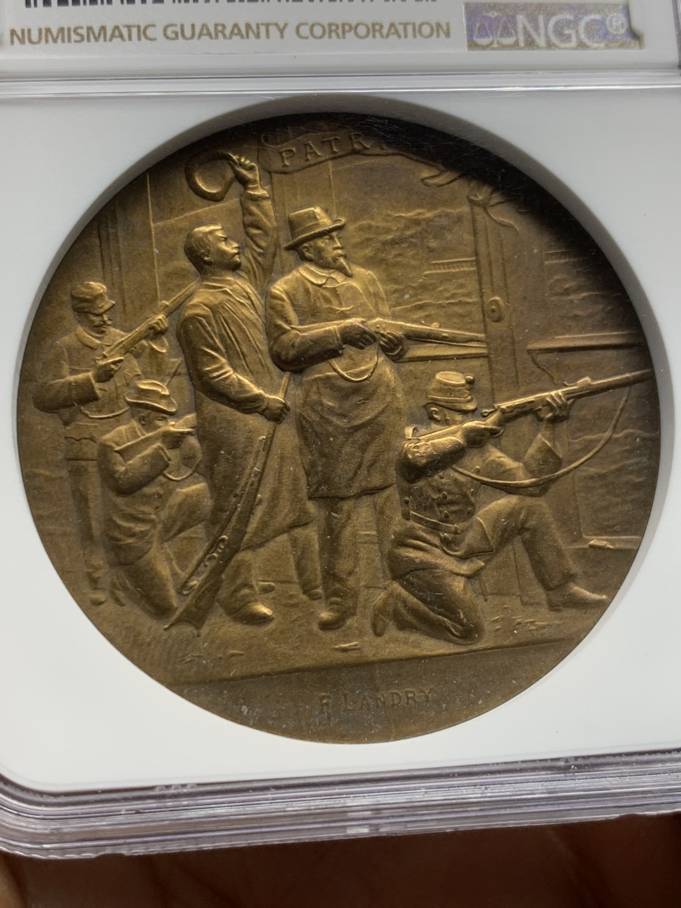 《竞宝斋》第232场-周日，周一 2场 (全场包邮) NGC MS62RB 瑞士1898纳沙泰尔射击节铜章 加厚盒