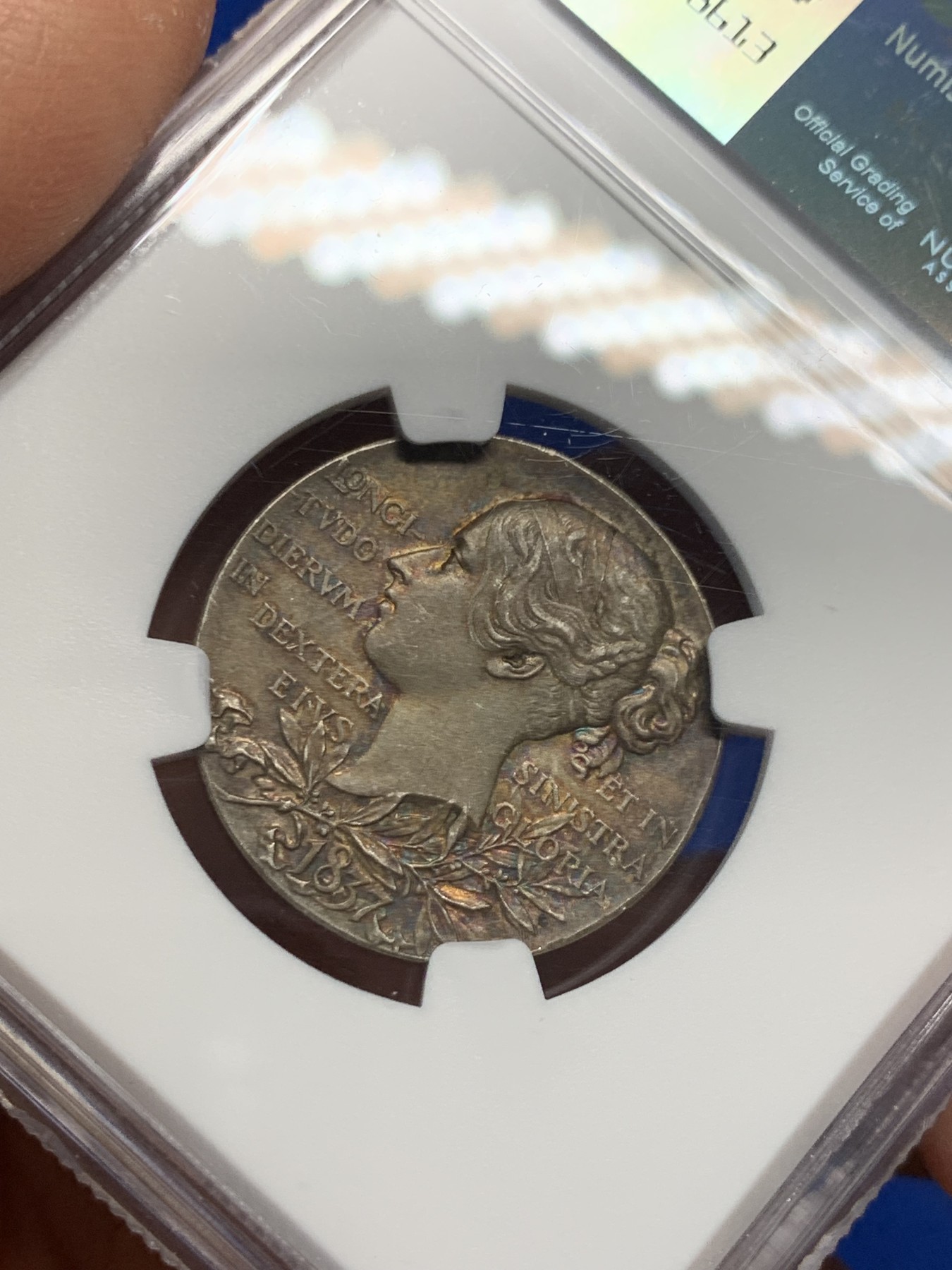 《竞宝斋》第232场-周日，周一 2场 (全场包邮) NGC-MS63 英国1897年 维多利亚登基60周年纪念银章 黑五彩包浆