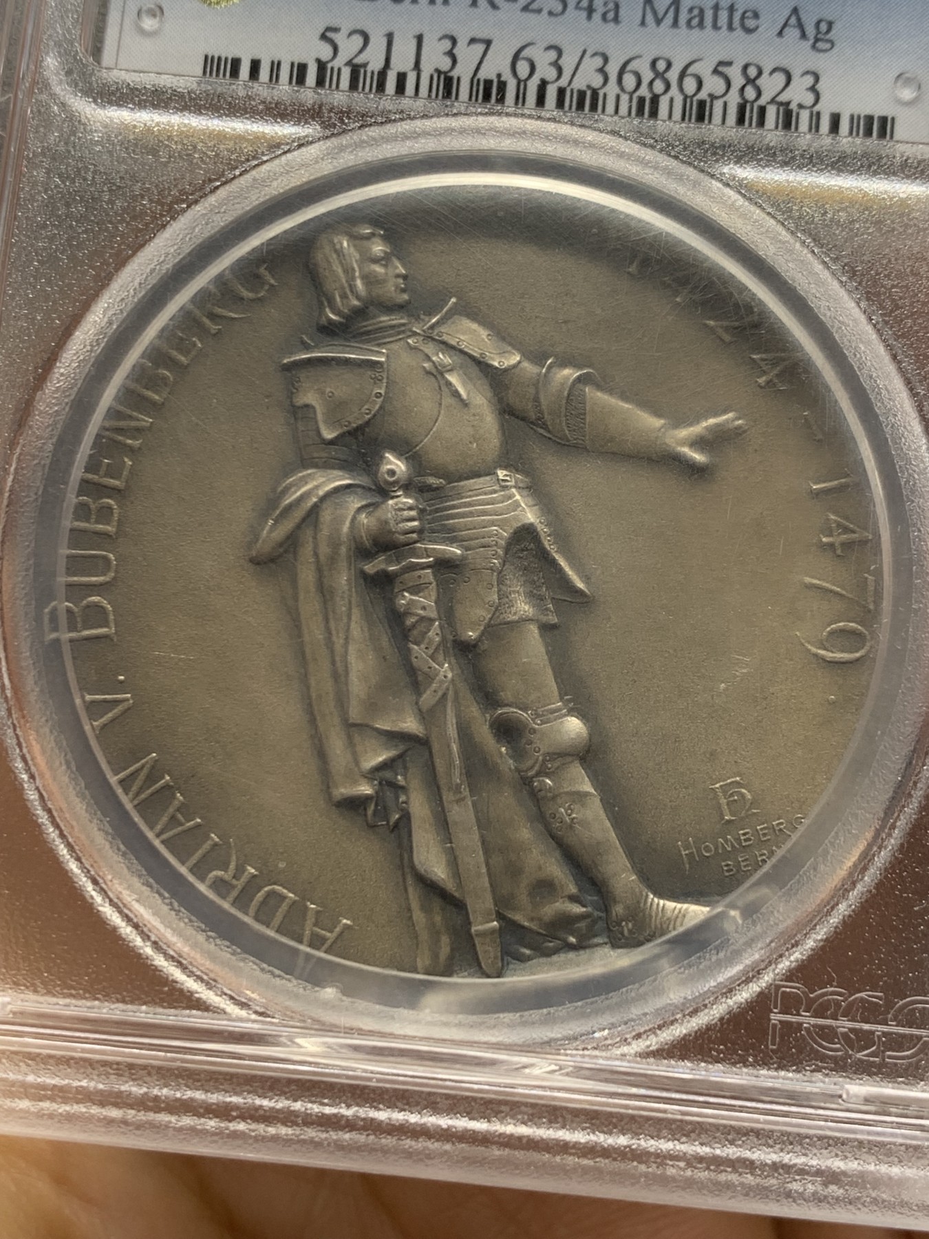 《竞宝斋》第232场-周日，周一 2场 (全场包邮) PCGS SP63 伯尔尼1897射击节银章 原味高浮雕 盒子表面轻微模糊 影响了状态 实物很好