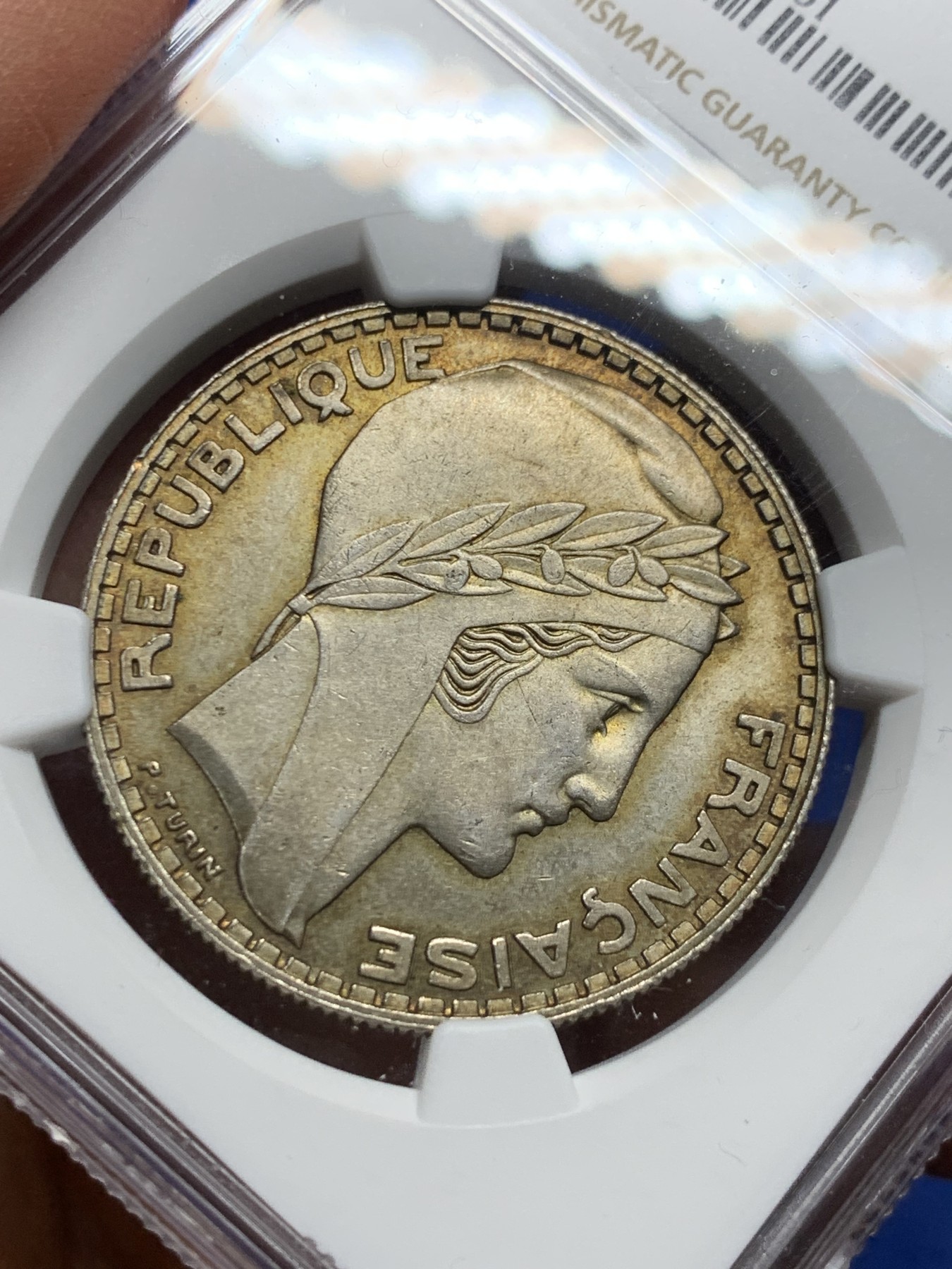 《竞宝斋》第232场-周日，周一 2场 (全场包邮) NGC MS63 法国1933年桂冠女神20法郎银币