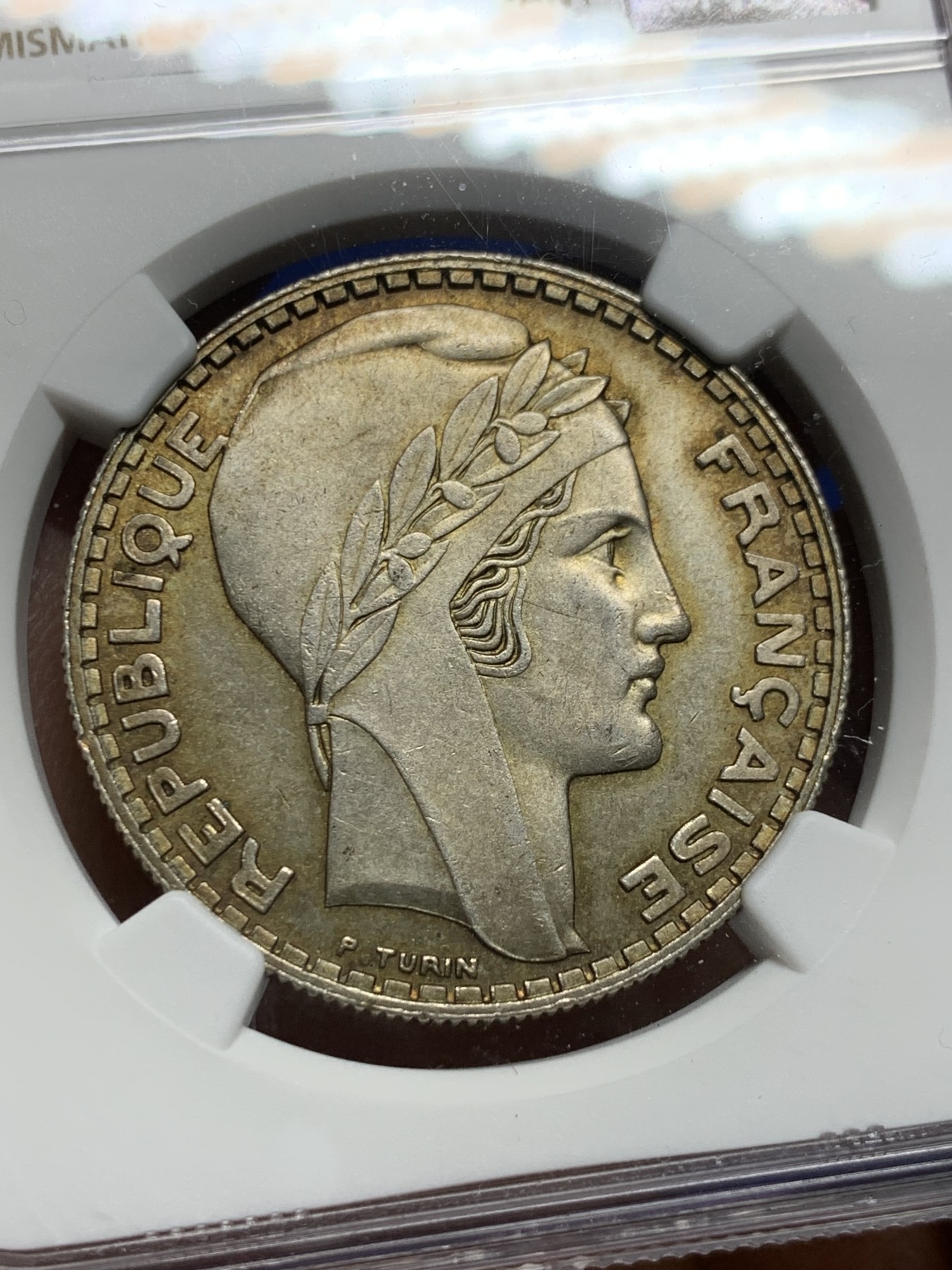 《竞宝斋》第232场-周日，周一 2场 (全场包邮) NGC MS63 法国1933年桂冠女神20法郎银币