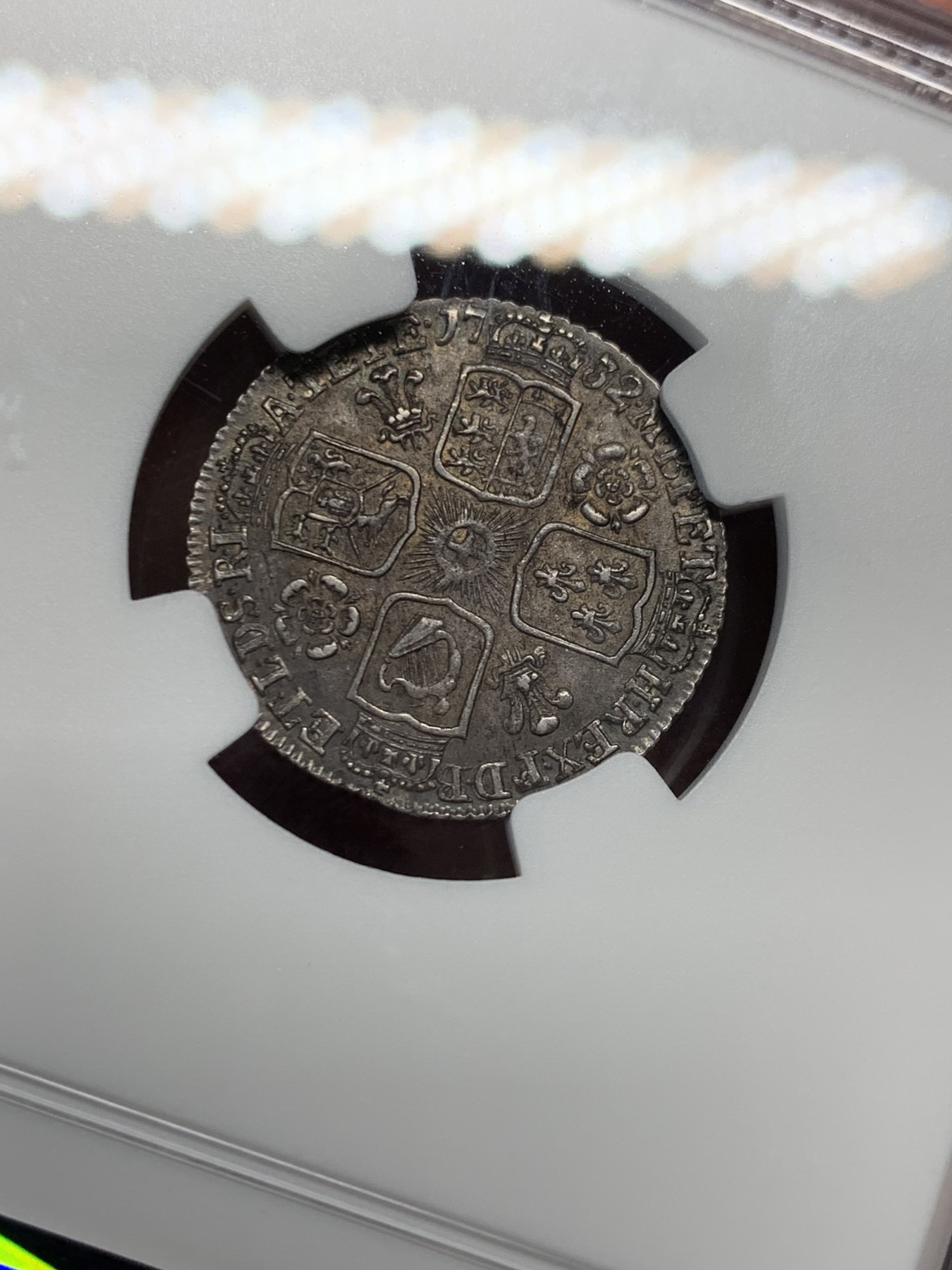 《竞宝斋》第232场-周日，周一 2场 (全场包邮) NGC MS62 英国1732乔治二世6便士银币 原味深包浆