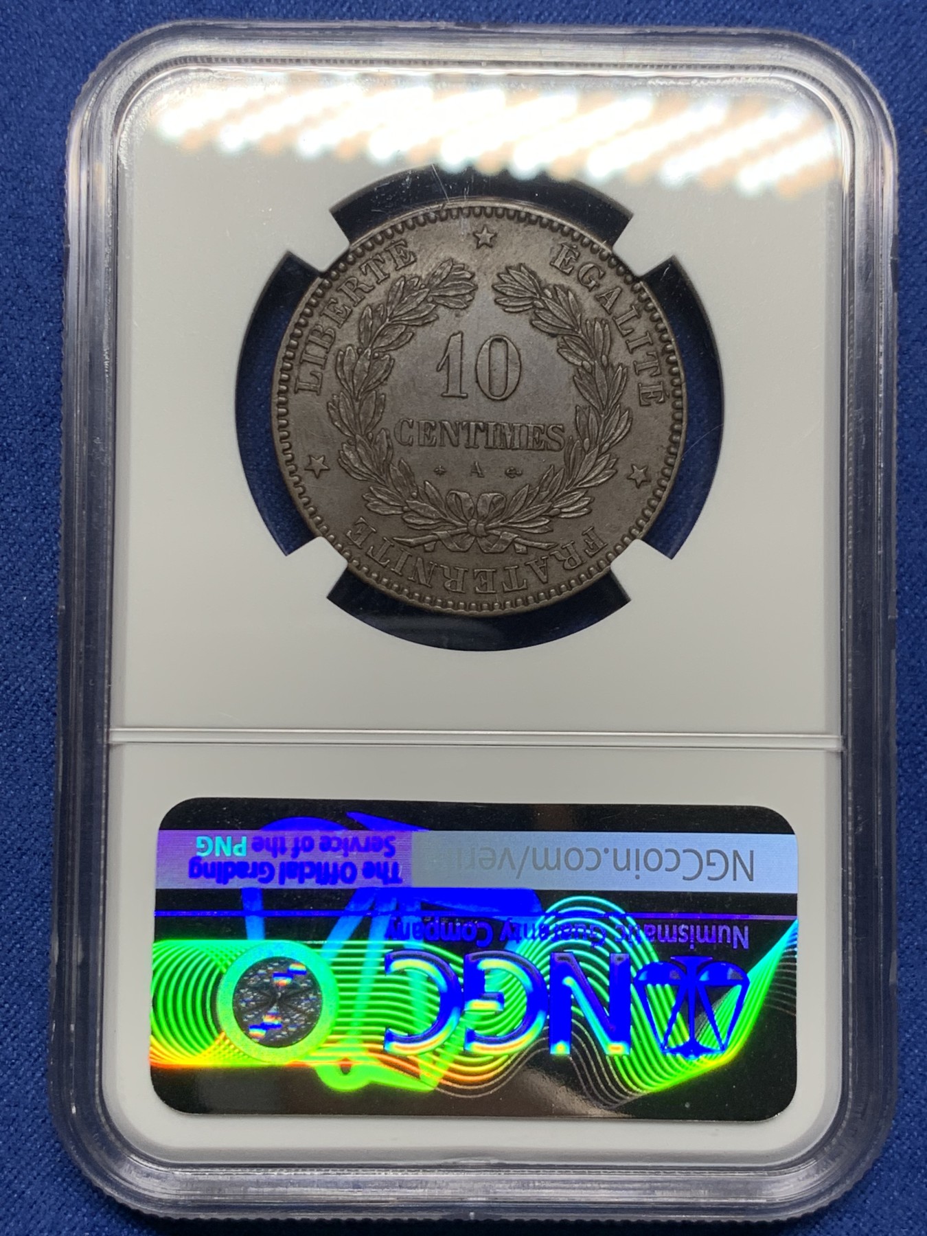 《竞宝斋》第232场-周日，周一 2场 (全场包邮) NGC MS62BN 1870A 法国10生丁铜币