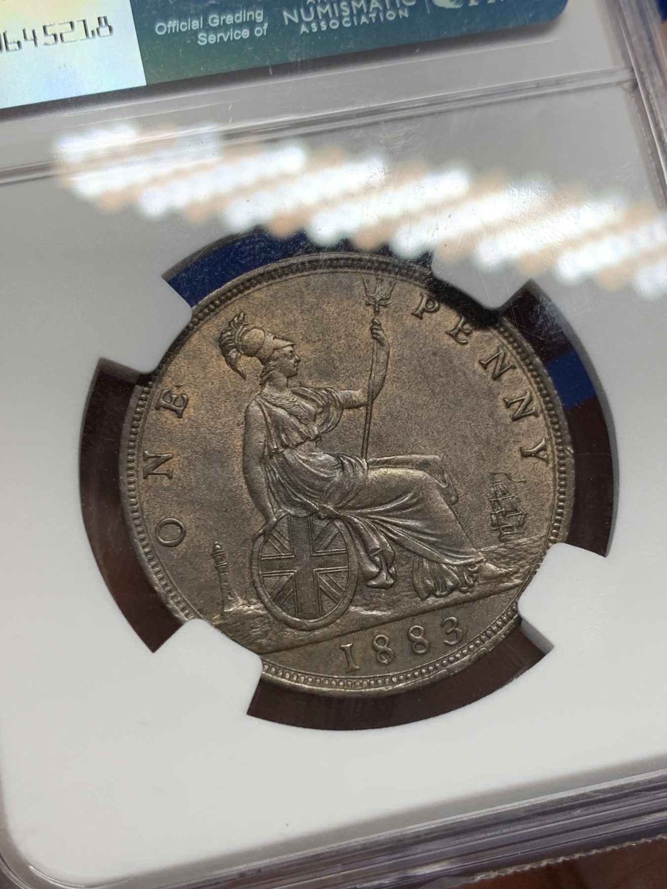 《竞宝斋》第232场-周日，周一 2场 (全场包邮) NGC MS62BN 英国1883年维多利亚1便士