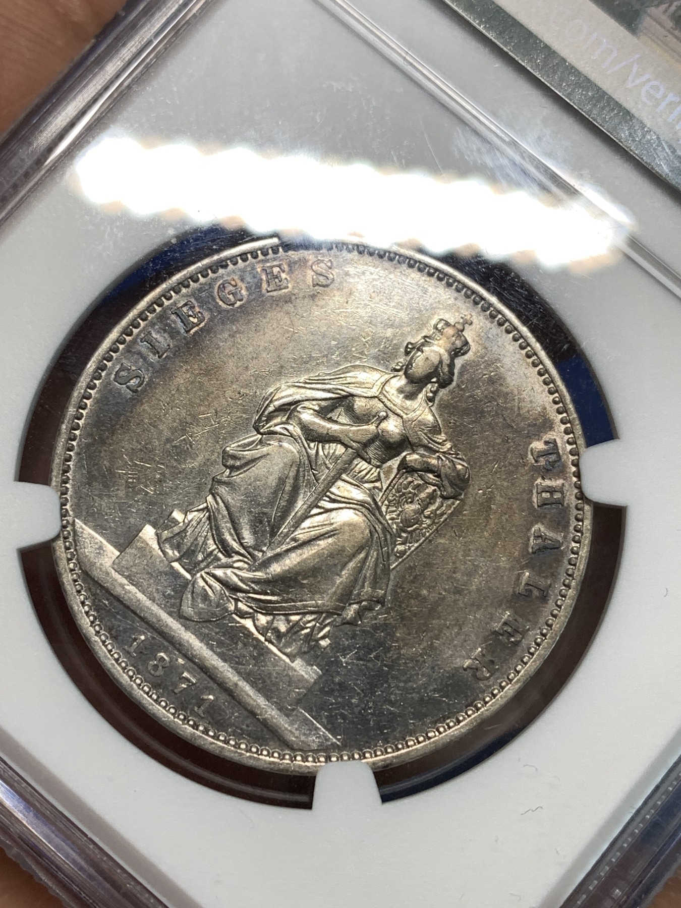 《竞宝斋》第232场-周日，周一 2场 (全场包邮) NGC-AUD 德国1871年A 普鲁士威廉一世 普法胜利1泰勒银币