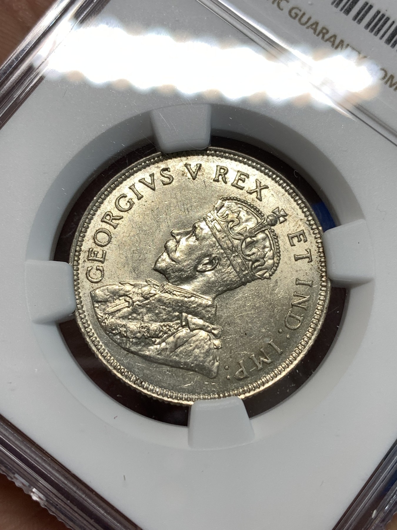 《竞宝斋》第232场-周日，周一 2场 (全场包邮) NGC MS61 英属东非 1924年 乔治五世1先令银币 转光好品 少见品种