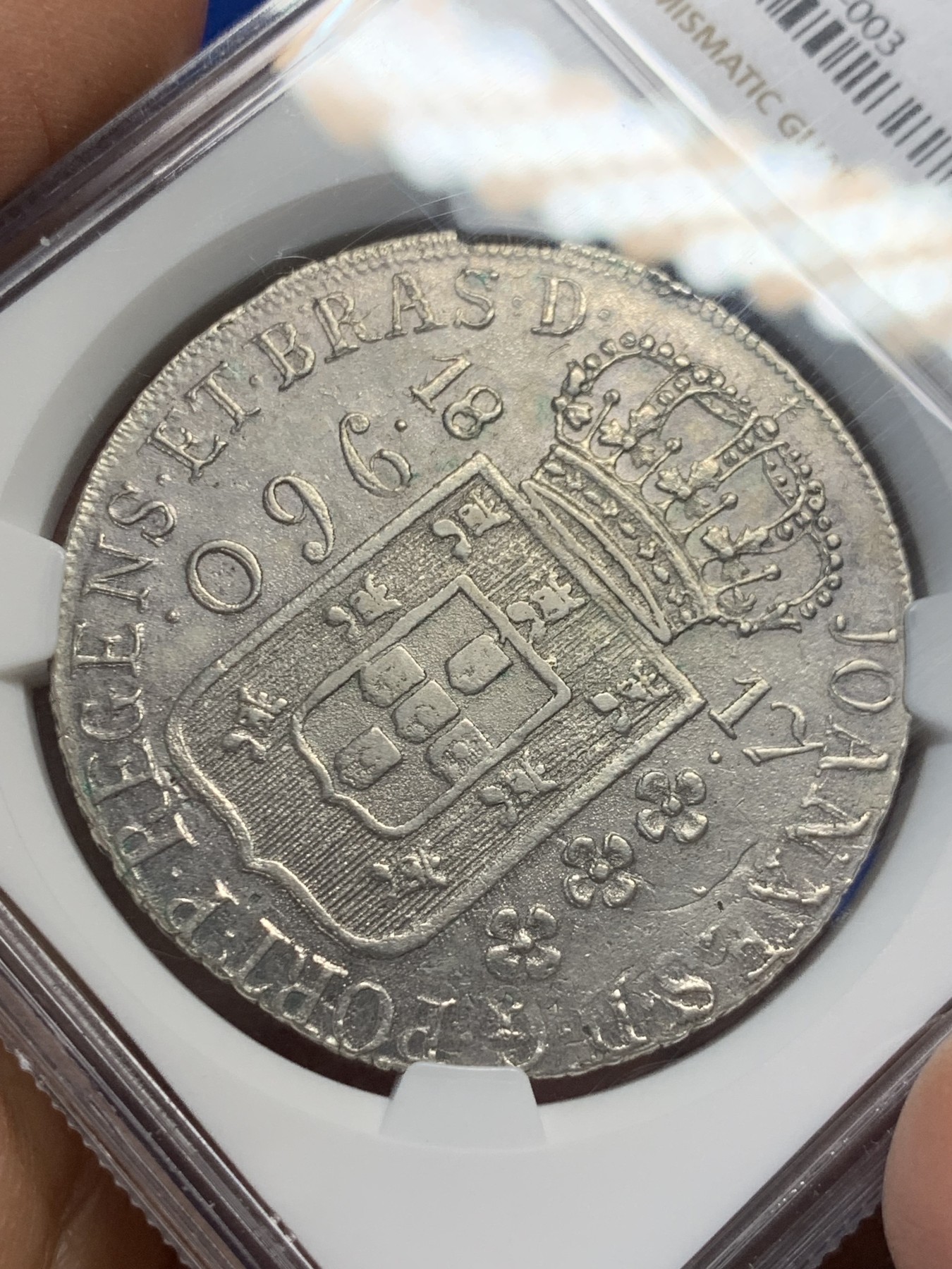 《竞宝斋》第232场-周日，周一 2场 (全场包邮) NGC-XFD 1817年巴西960R银币，双面深打，细节好