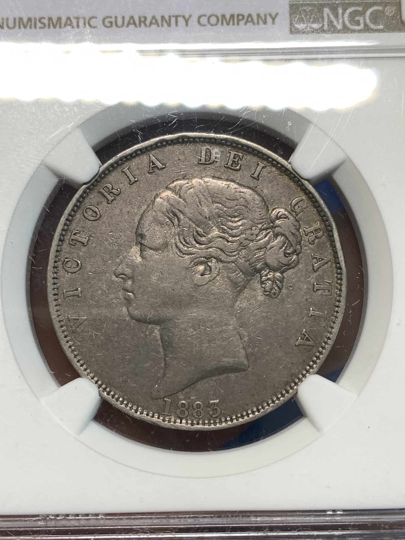 《竞宝斋》第232场-周日，周一 2场 (全场包邮) NGC XFD 英国1883年小维多利亚半克朗银币