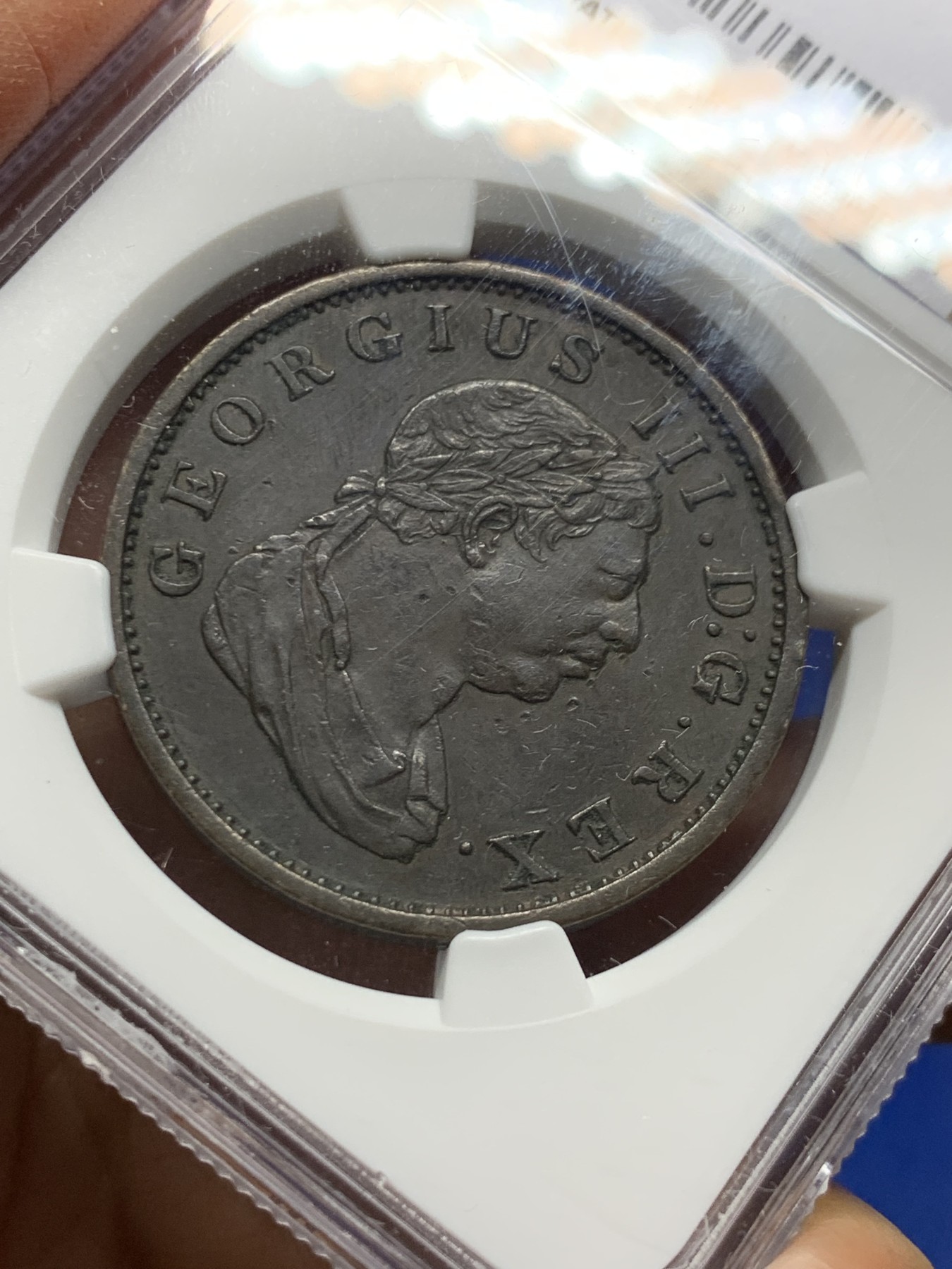 《竞宝斋》第232场-周日，周一 2场 (全场包邮) 两枚一组 NGC XF 1813年英属埃斯奎波&德梅拉拉铜币 半stiver+1stiver